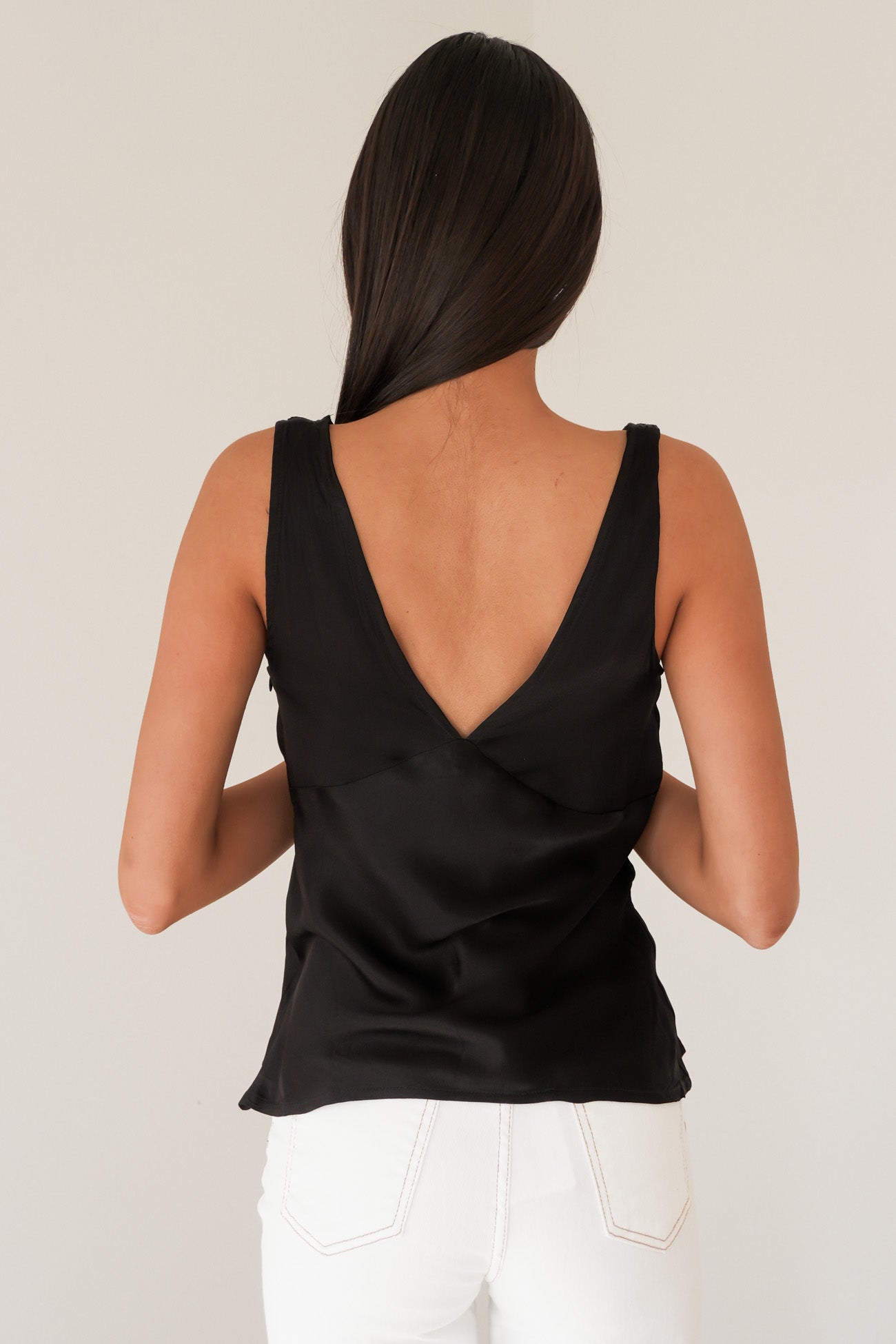 Conner Satin Top Black