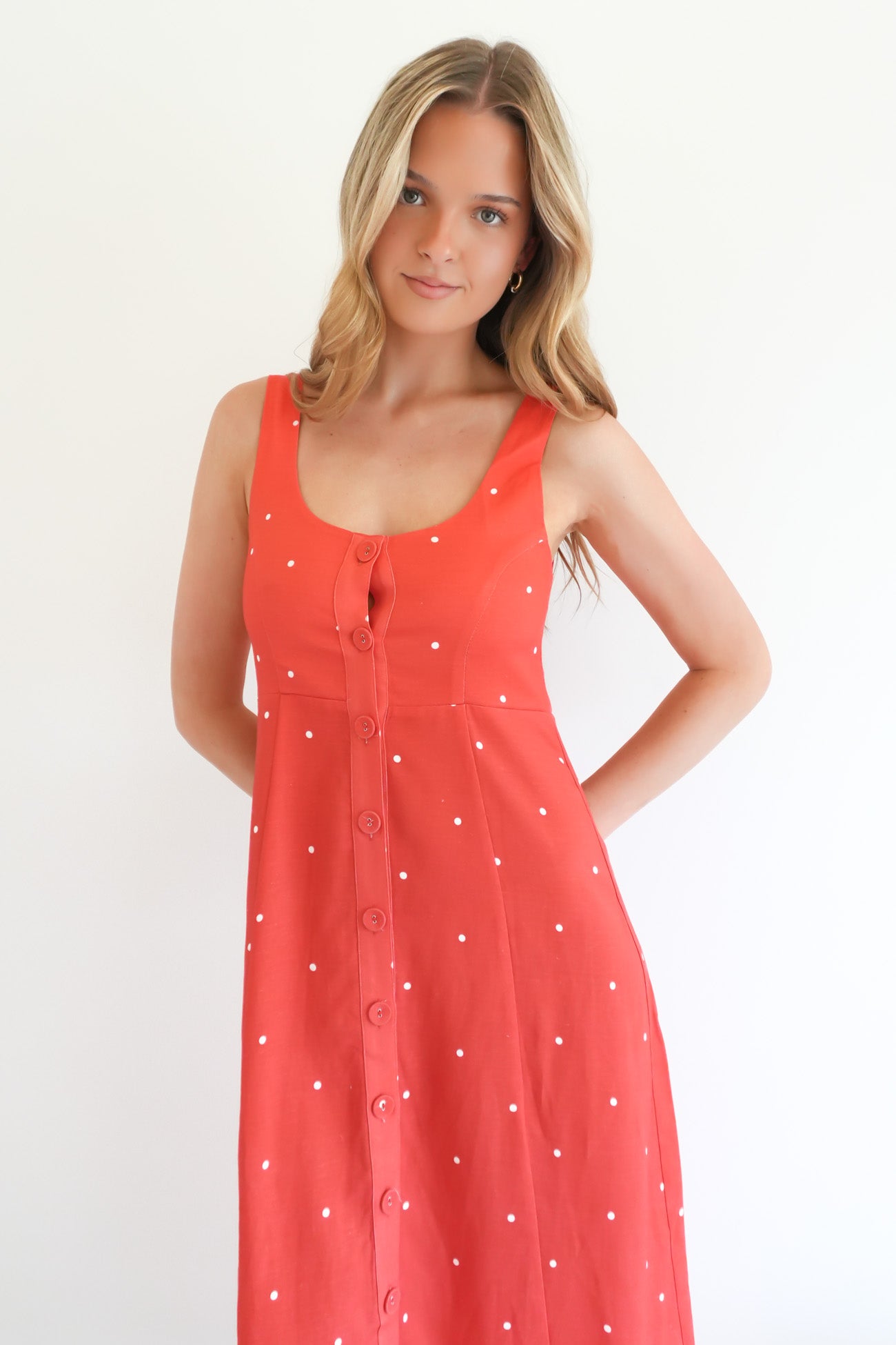 Constance Midi Dress Mandarin Spot