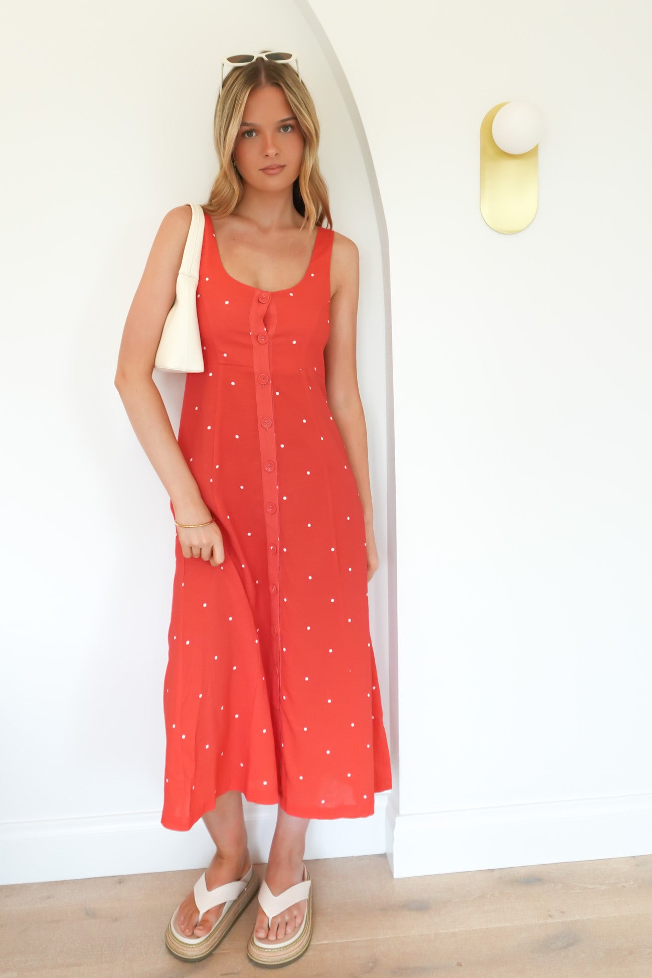 Constance Midi Dress Mandarin Spot