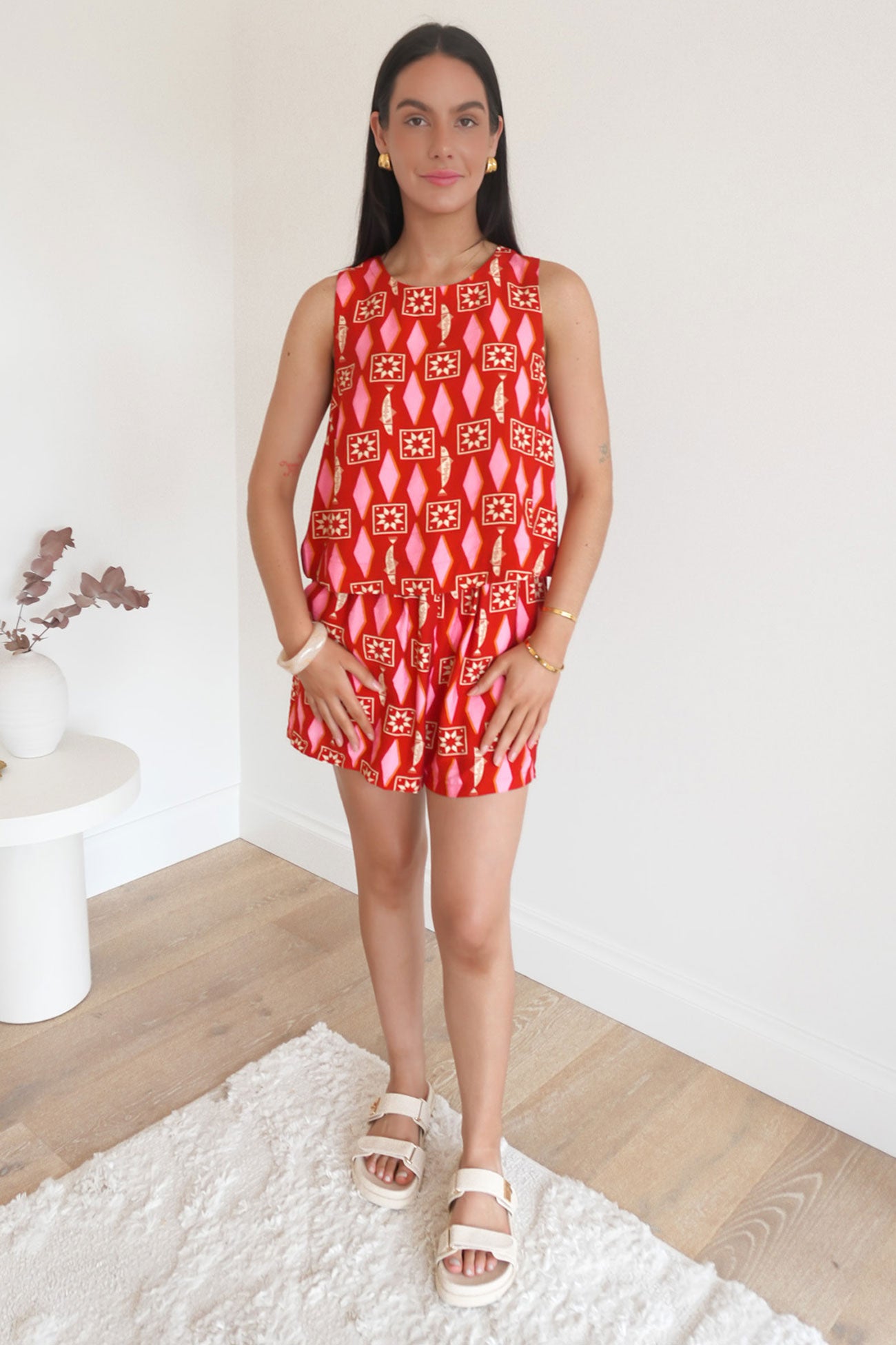 Copacabana Shell Top Sardinia Geo Print