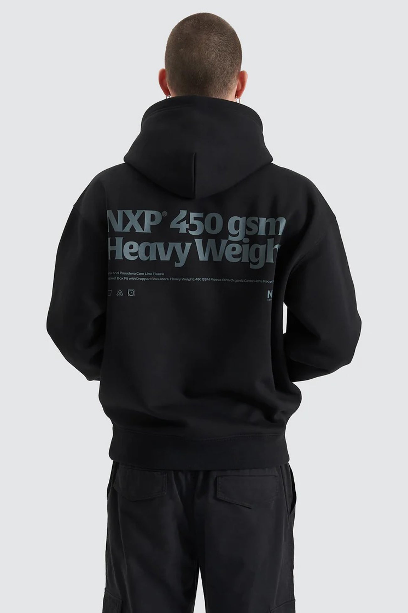 Core Line Heavy Box Fit Hooded Sweater Jet Black