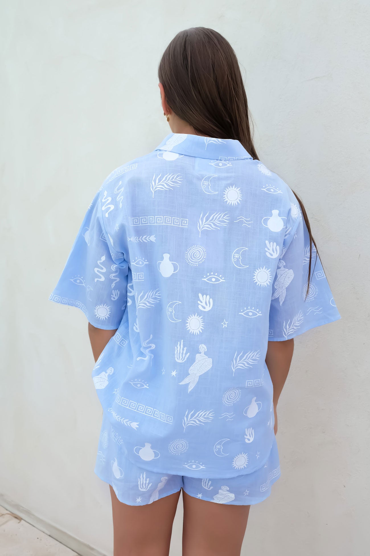Corfu Set Blue White Greek Sun Moon