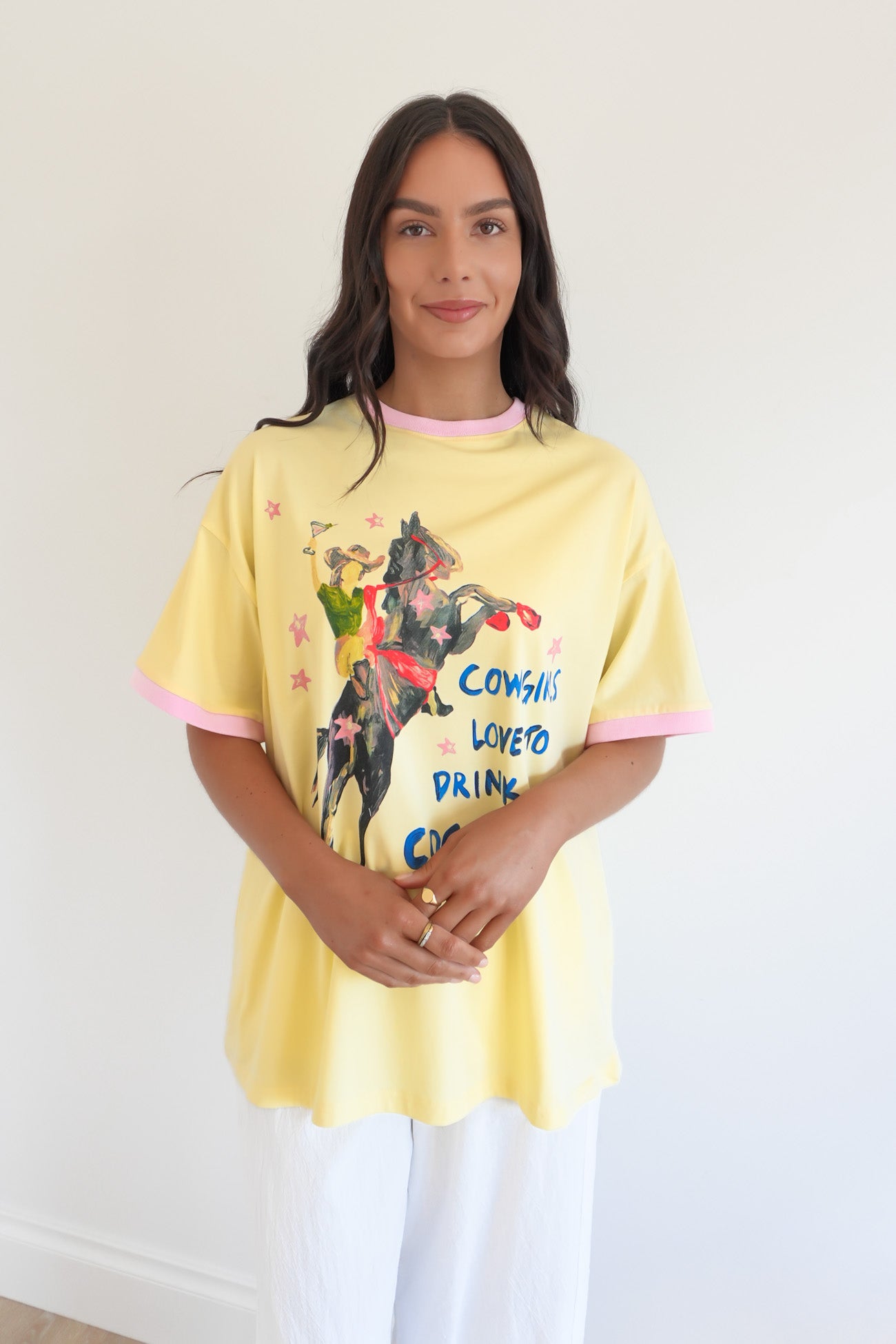 Cowgirls & Cocktail Tee Yellow