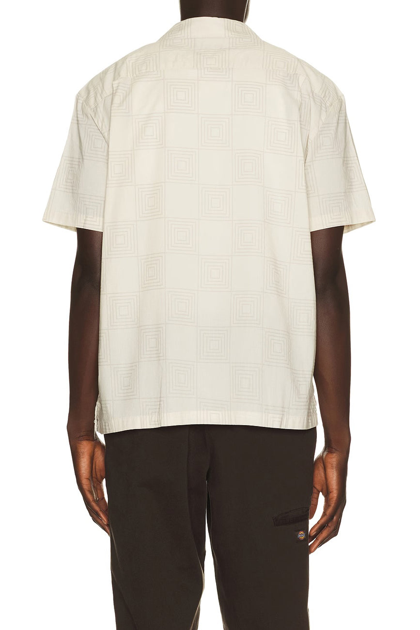 Cru Print Woven Short Sleeve Shirt Whitecap Geo Checker