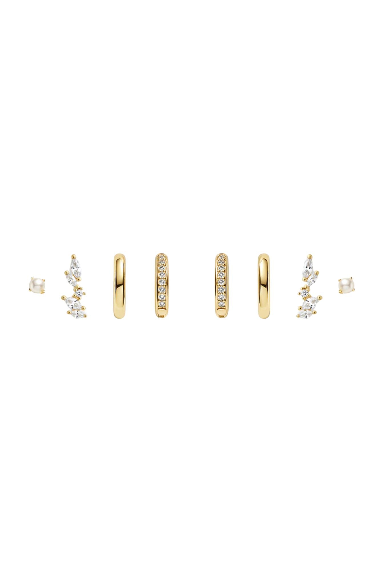 Crystal Earrings 4 Pack Gold