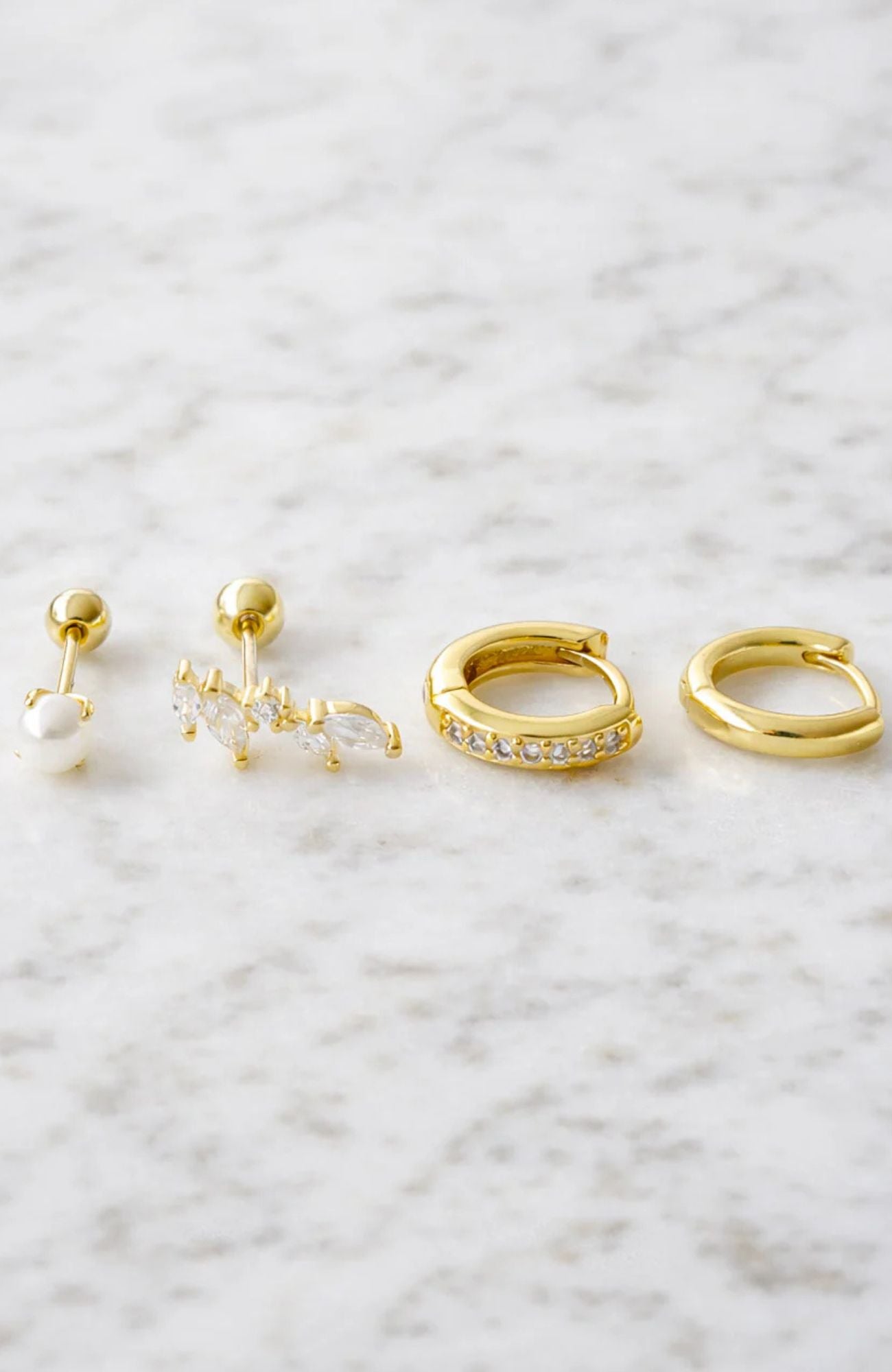 Crystal Earrings 4 Pack Gold