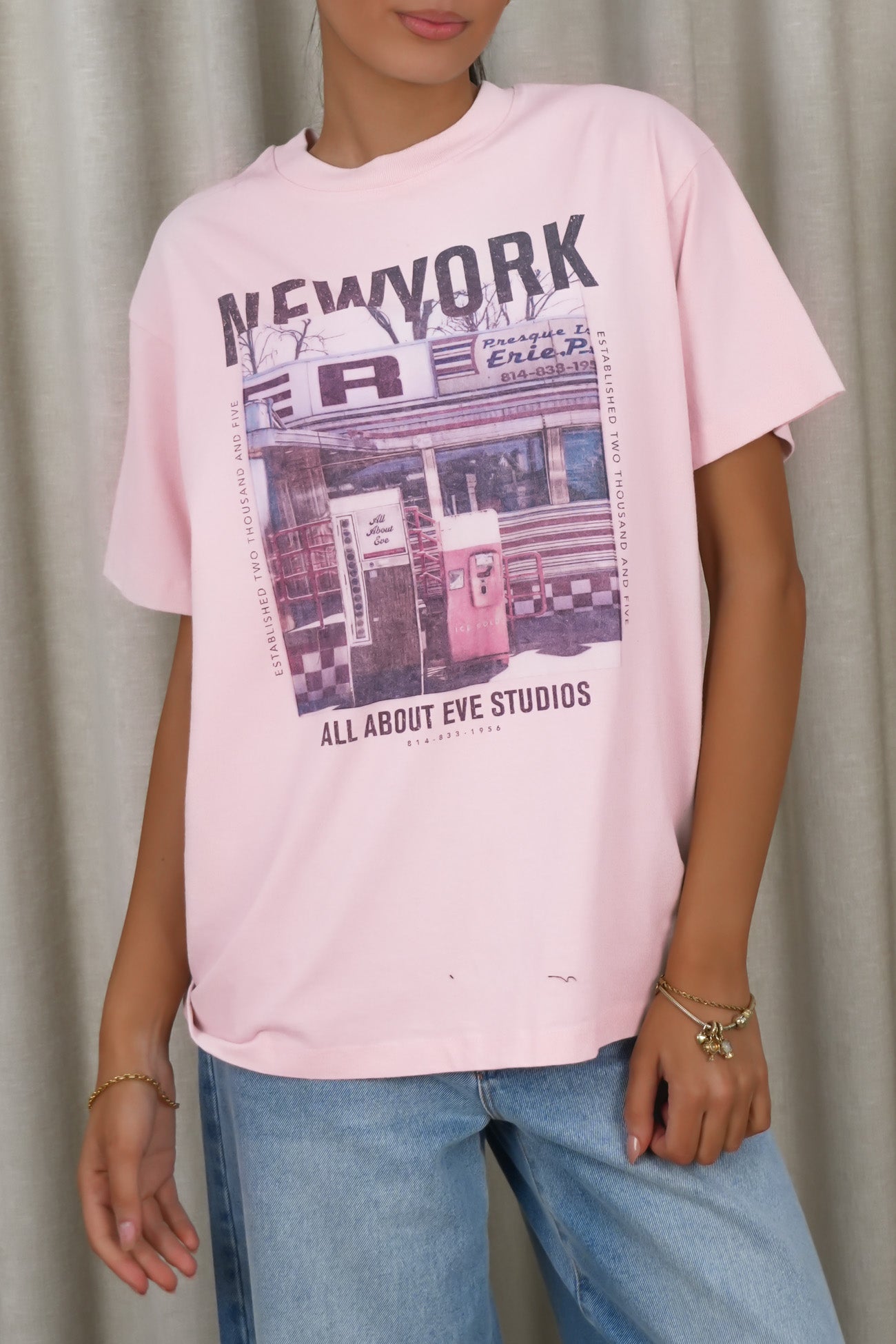 New York Diner Relaxed Tee Pink