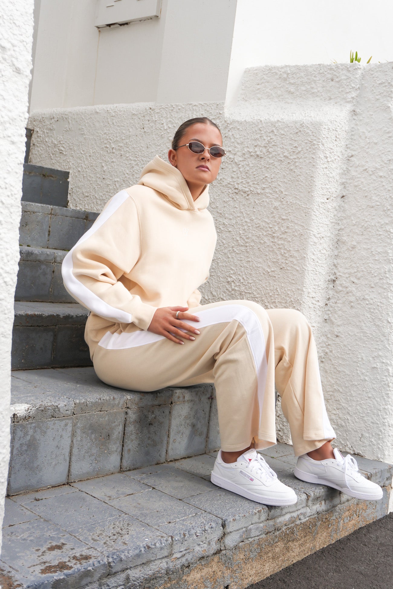 Journey Stripe Hoody Beige