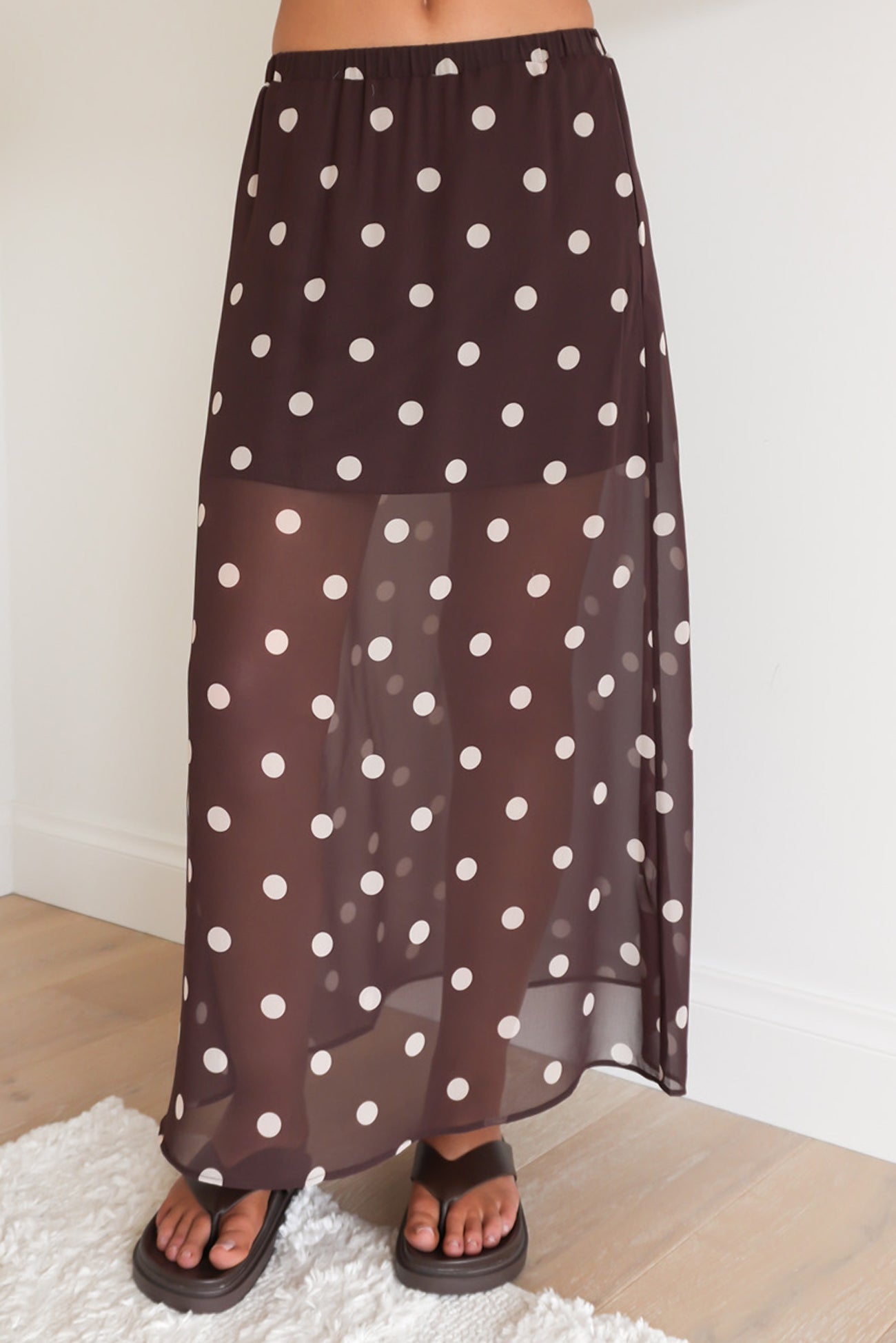 Paddy Maxi Skirt Chocolate Polka Dot