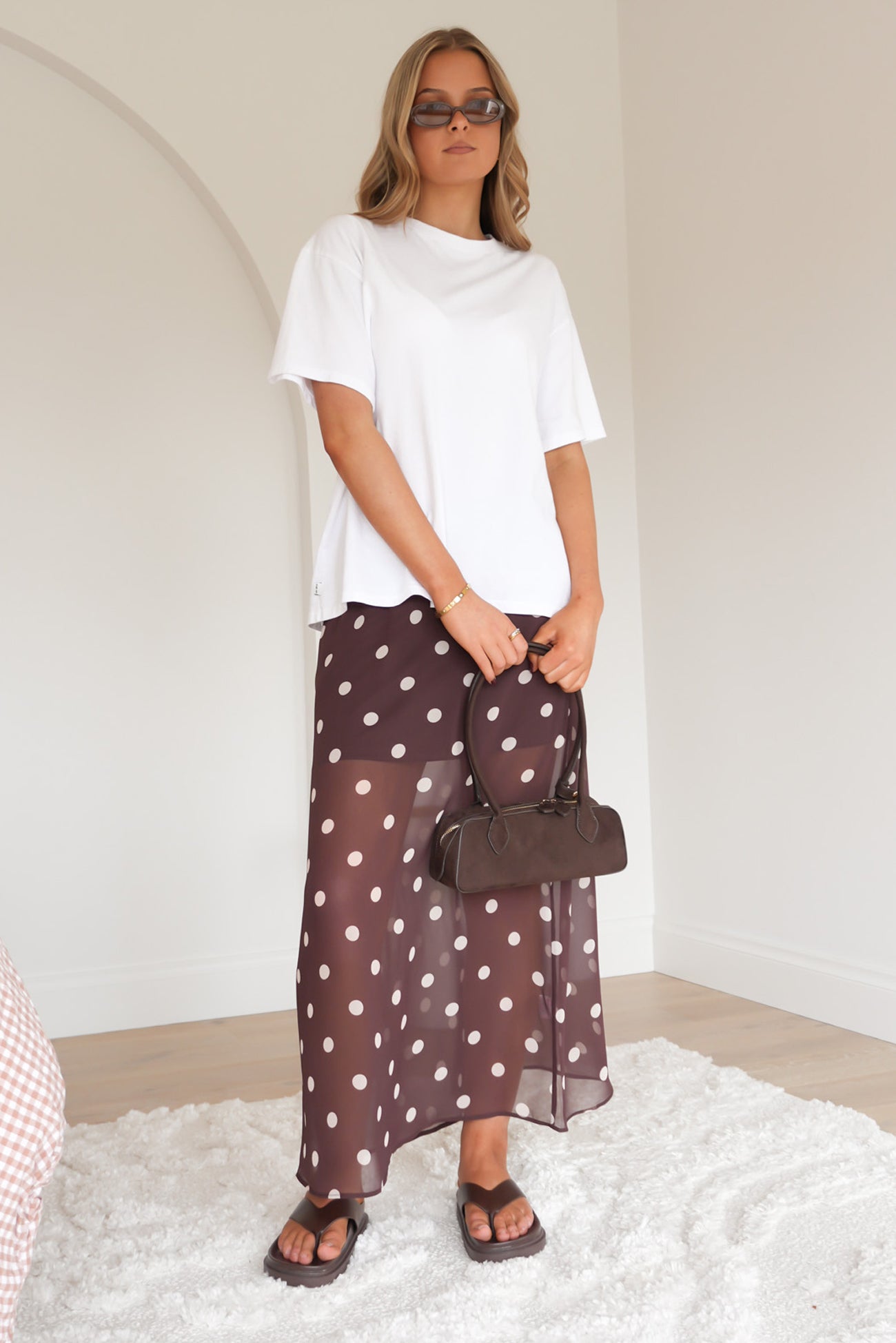 Paddy Maxi Skirt Chocolate Polka Dot