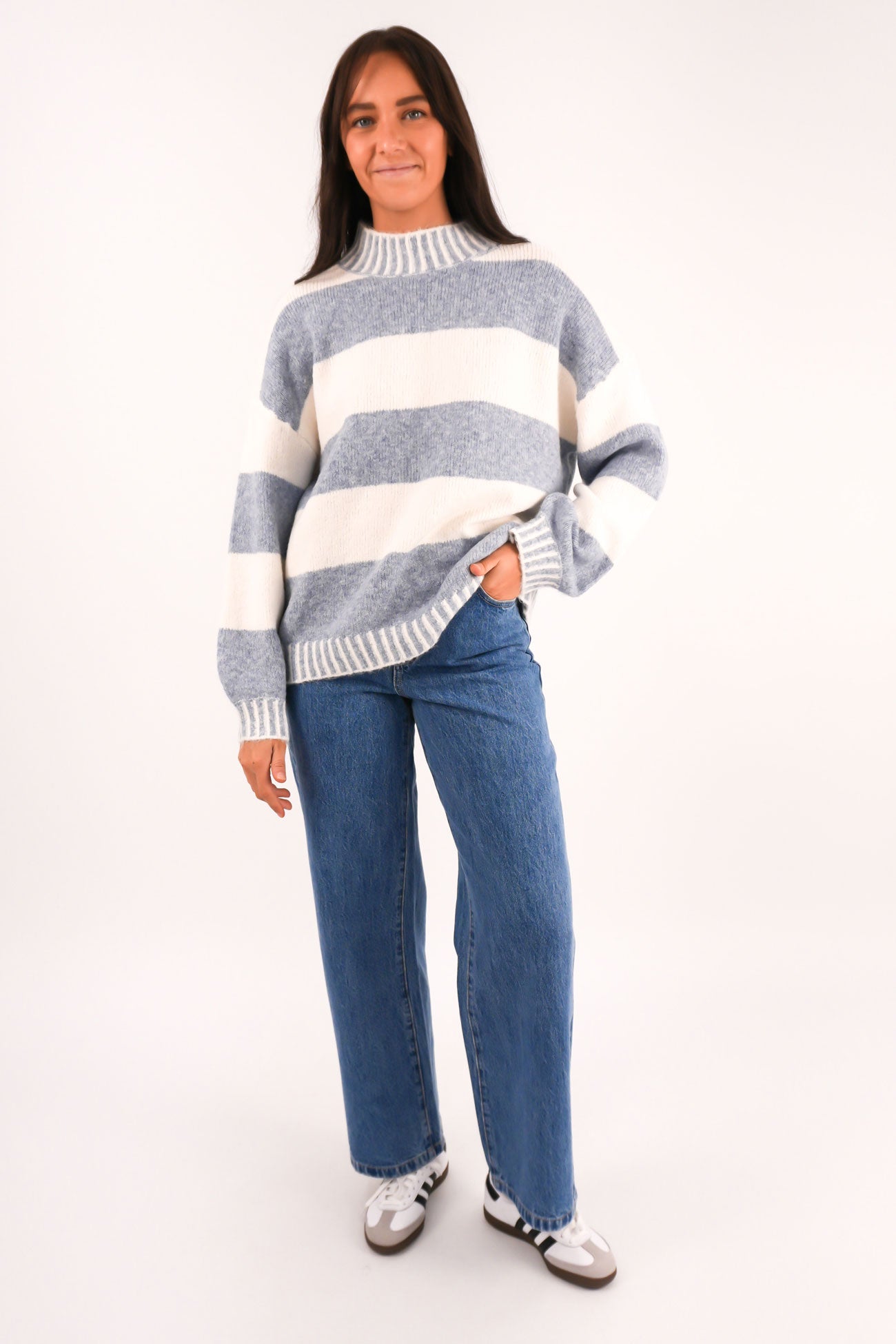 Dallas Knit Jumper Blue Stripe