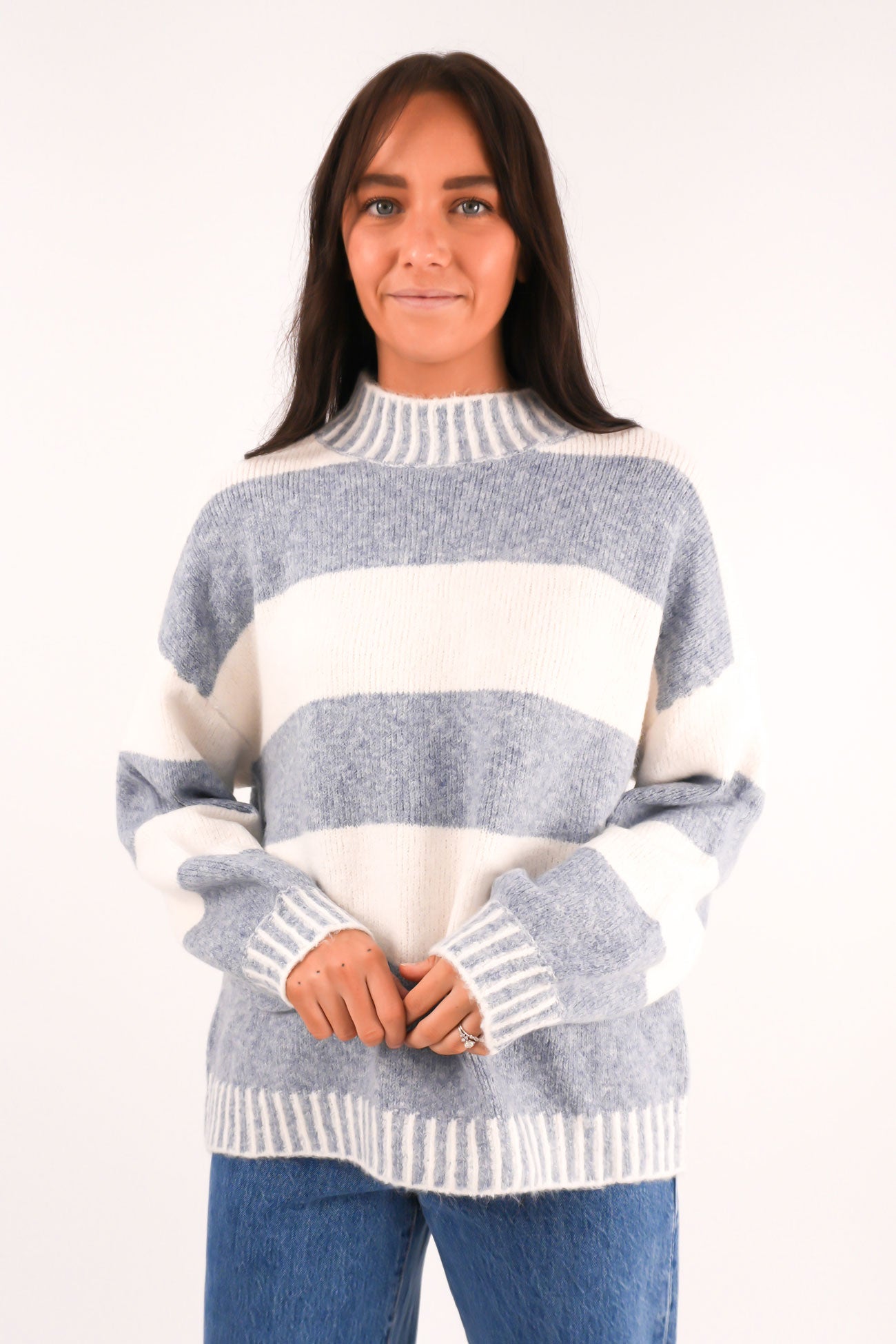 Dallas Knit Jumper Blue Stripe