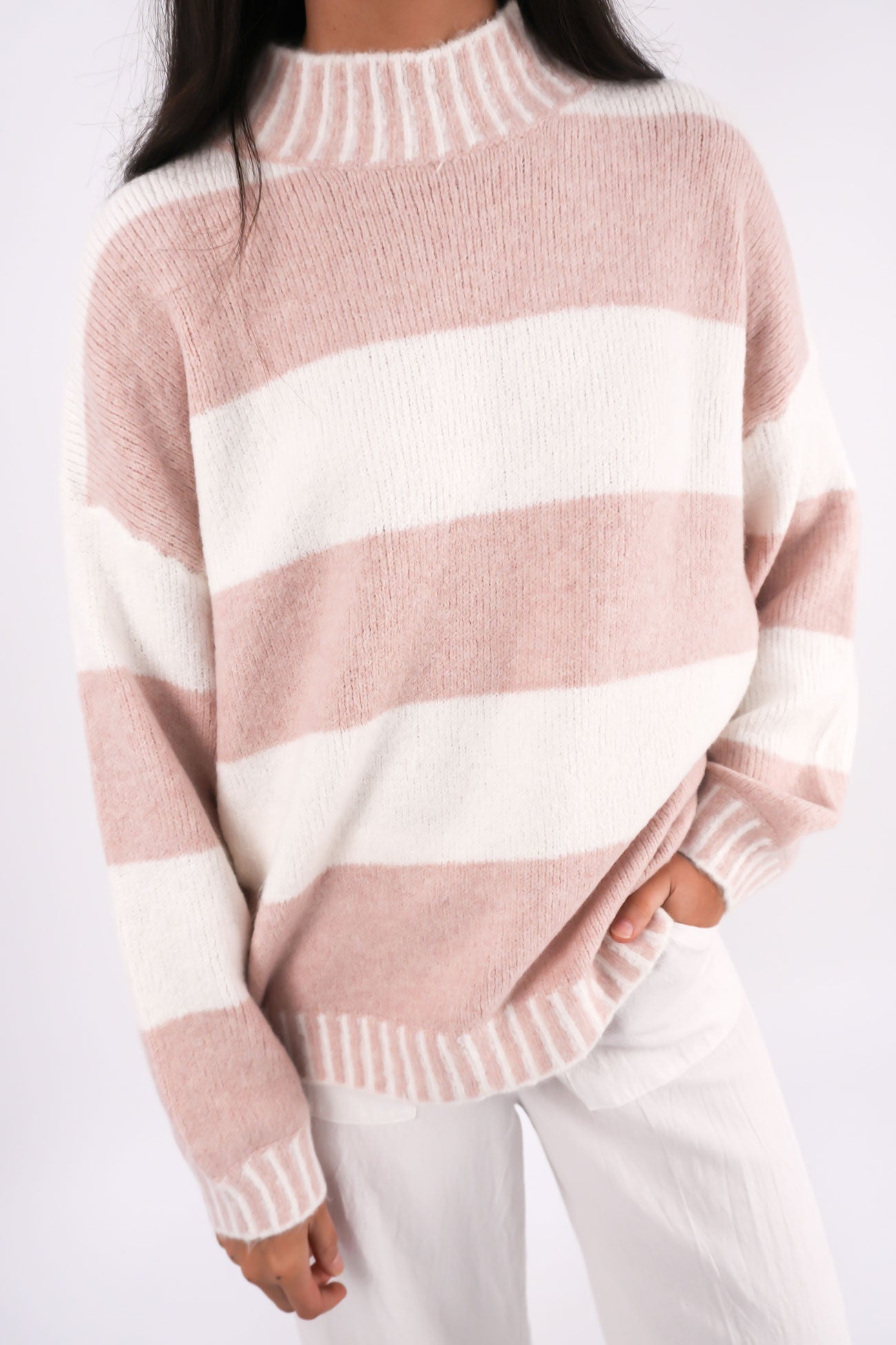 Dallas Knit Jumper Blush Stripe