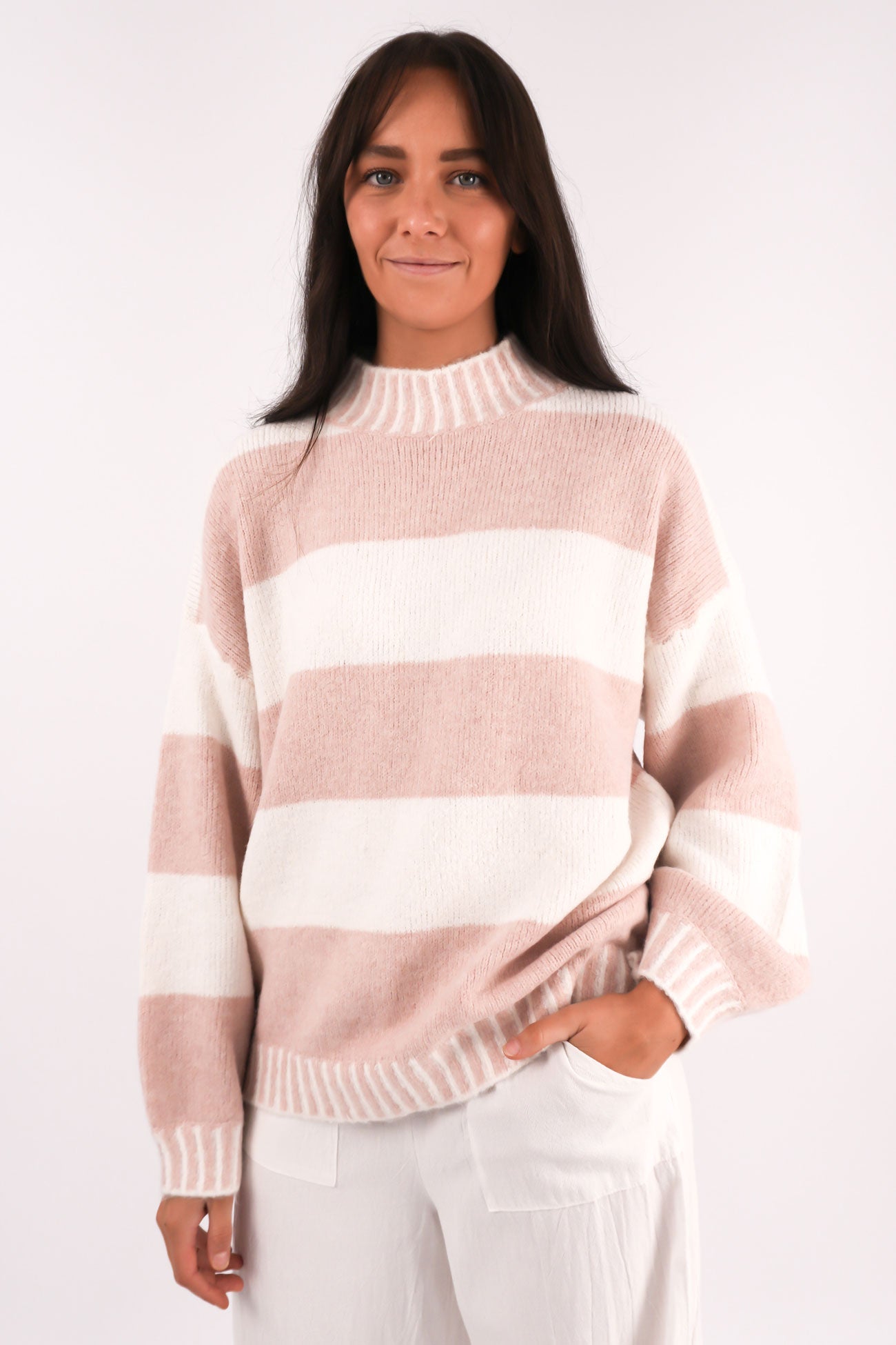 Dallas Knit Jumper Blush Stripe