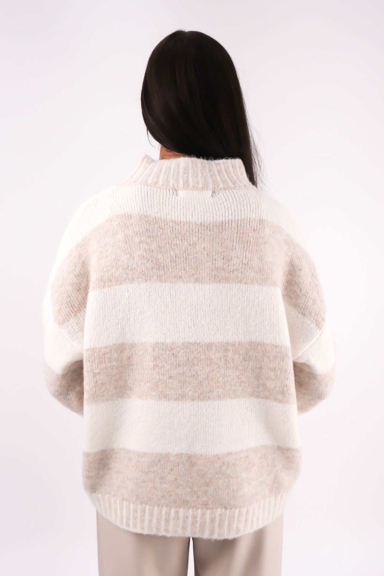 Dallas Knit Jumper Latte Stripe