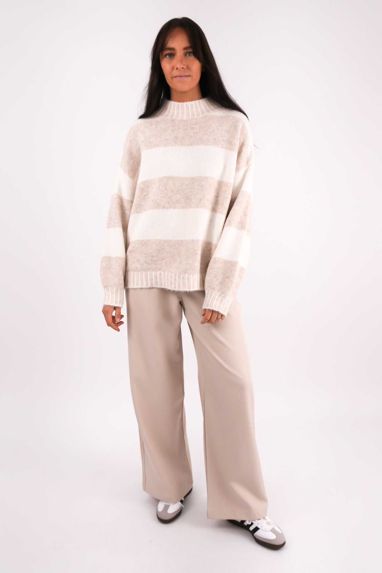 Dallas Knit Jumper Latte Stripe