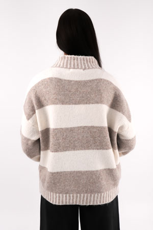 Dallas Knit Jumper Mocha Stripe