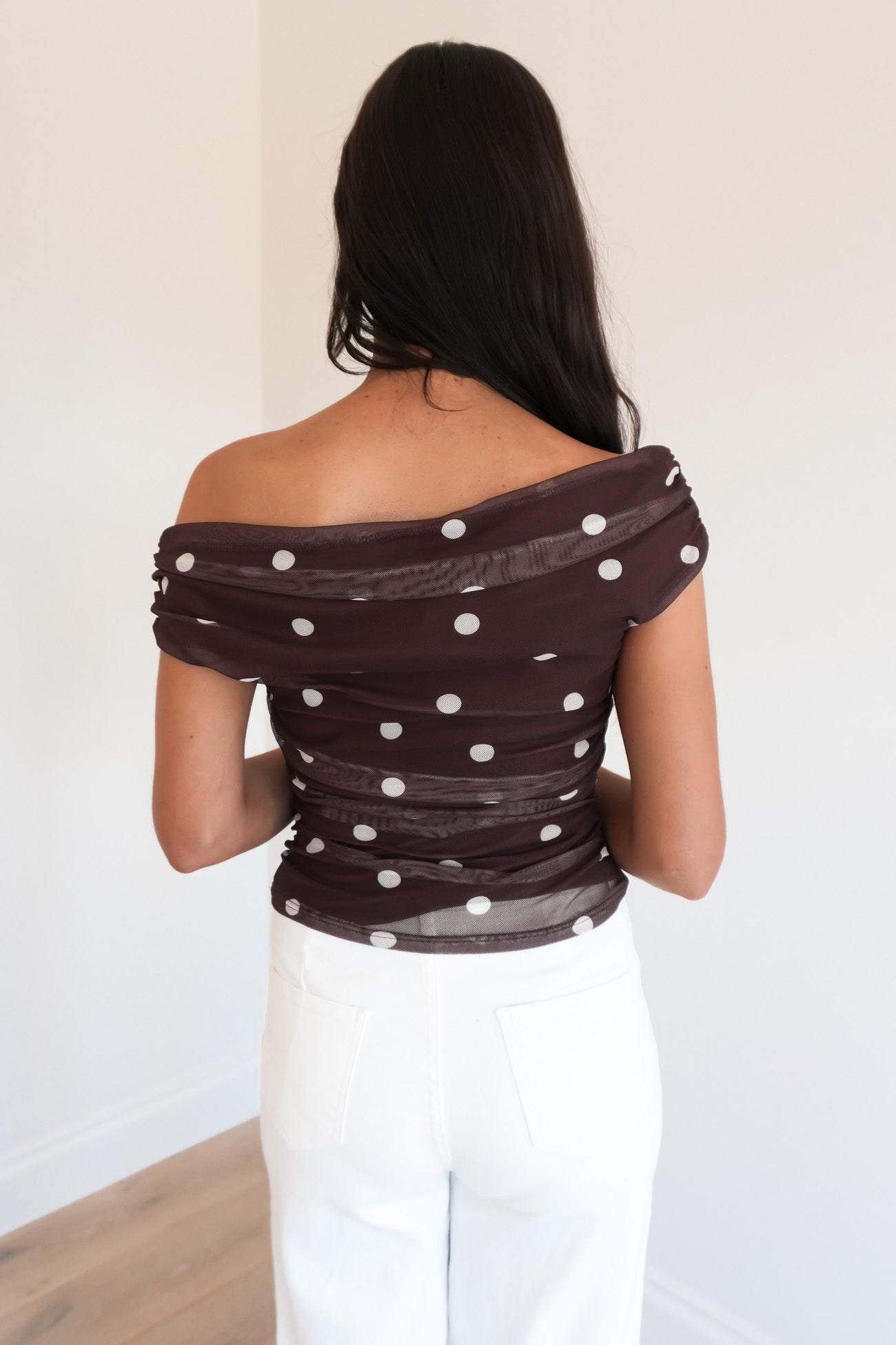 Daphnie Top Chocolate Polka Dot