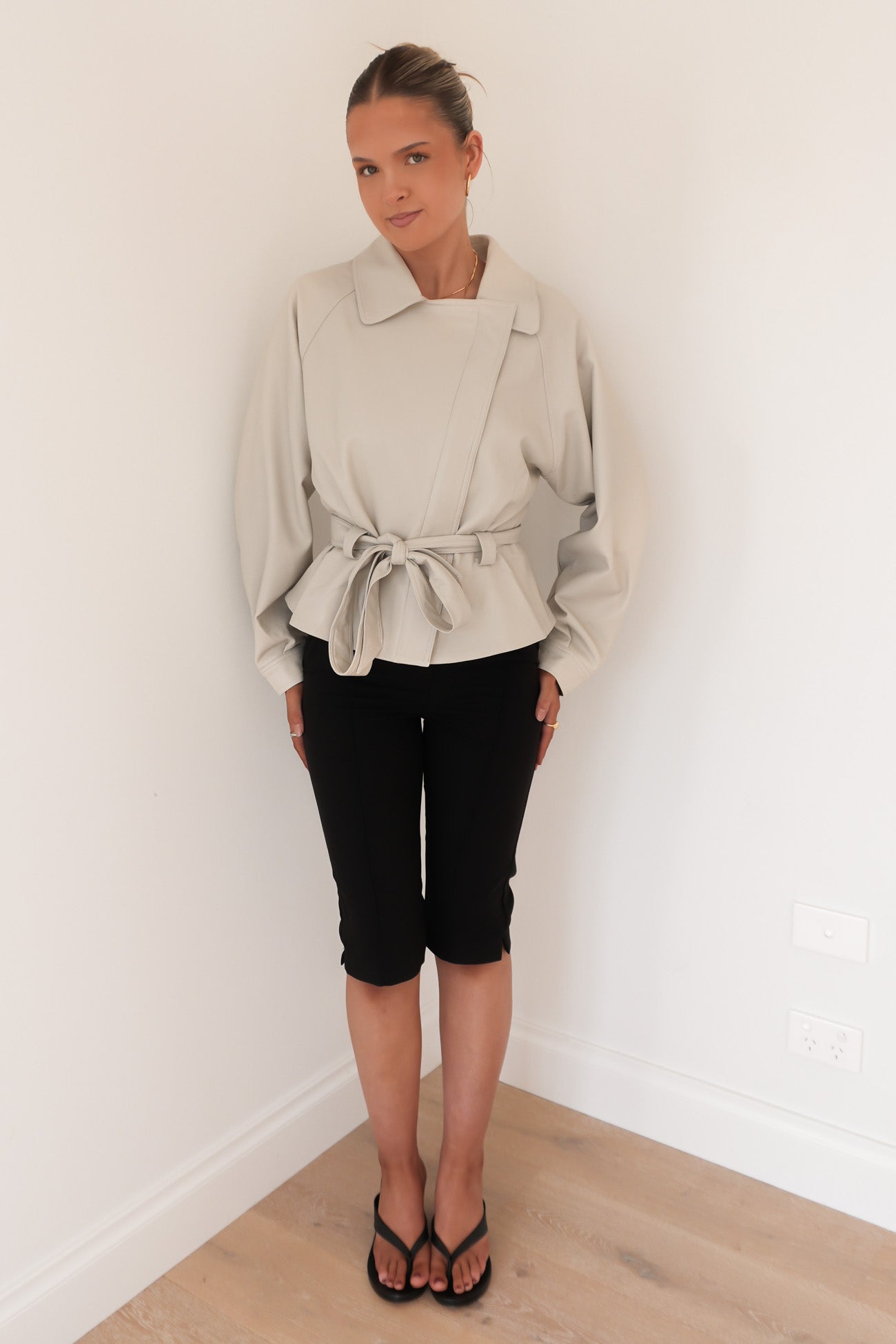 Darcie Pleather Jacket Stone