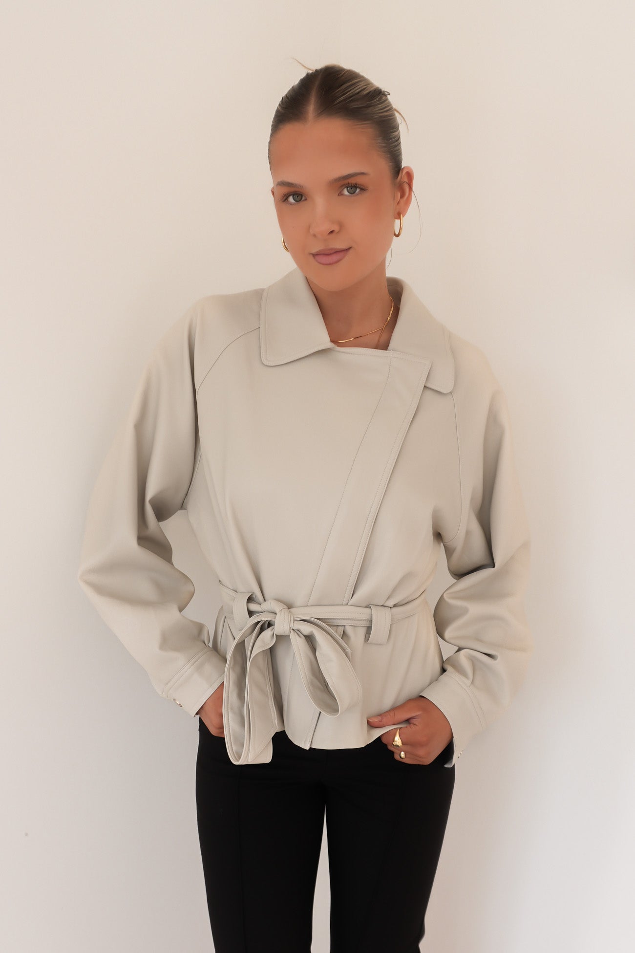 Darcie Pleather Jacket Stone