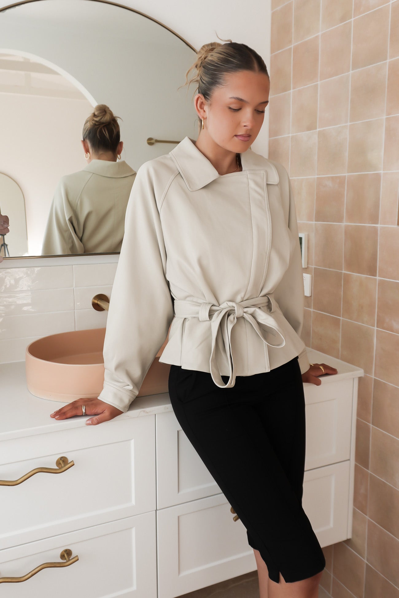 Darcie Pleather Jacket Stone