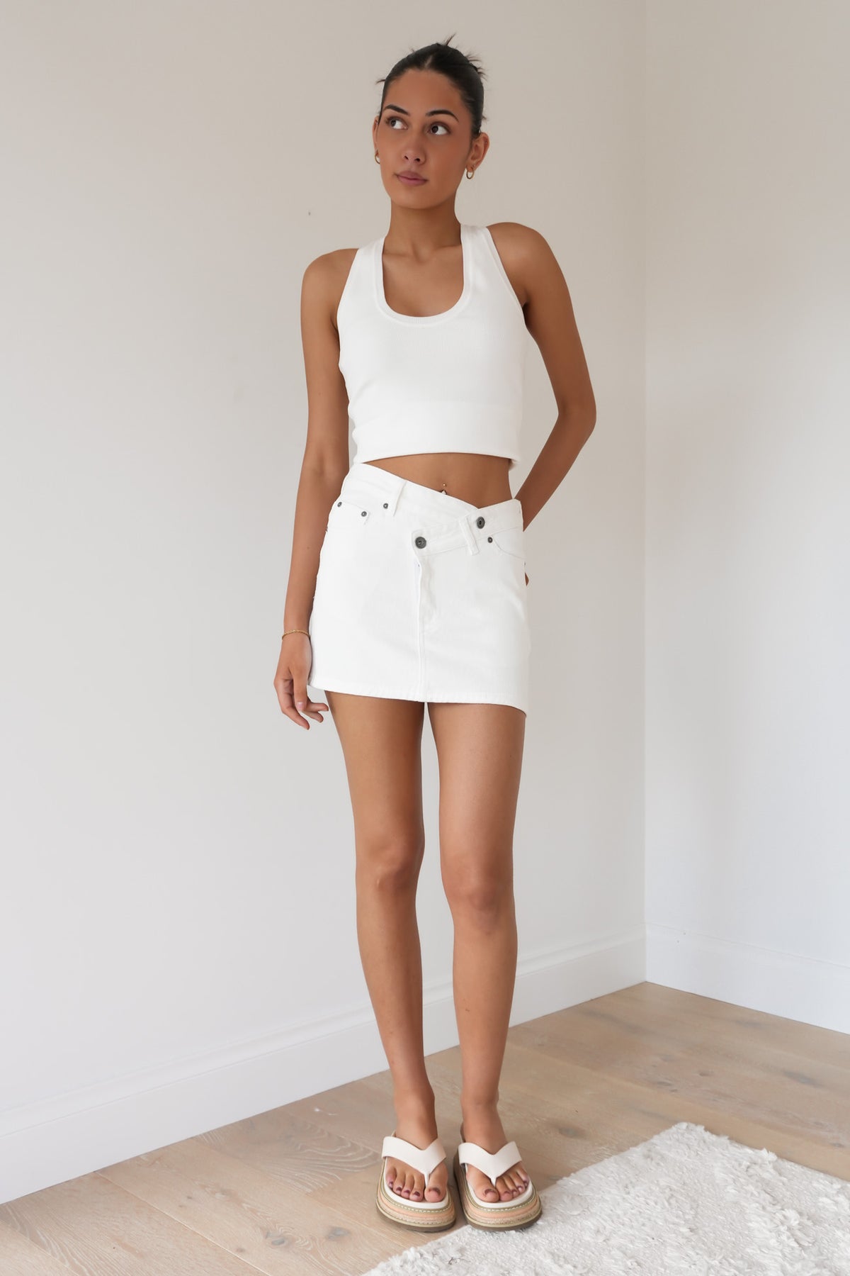 Darcy Wrap Around Mini Skirt White