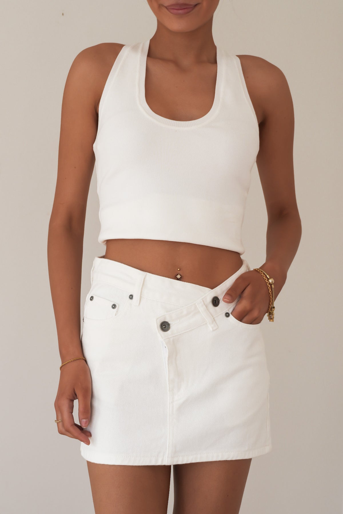 Darcy Wrap Around Mini Skirt White