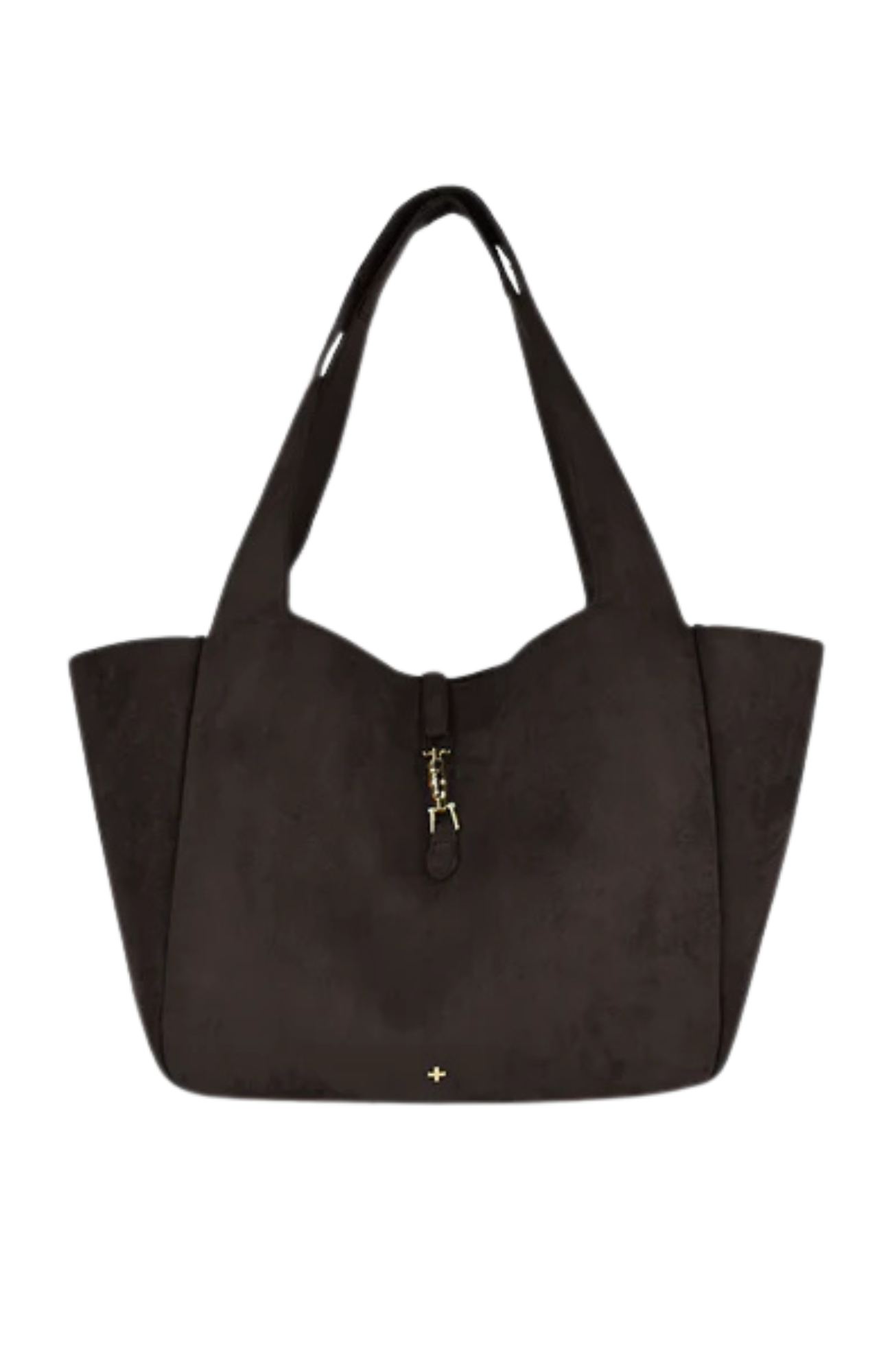 Dasha Bag Chocolate Faux Suede Gold