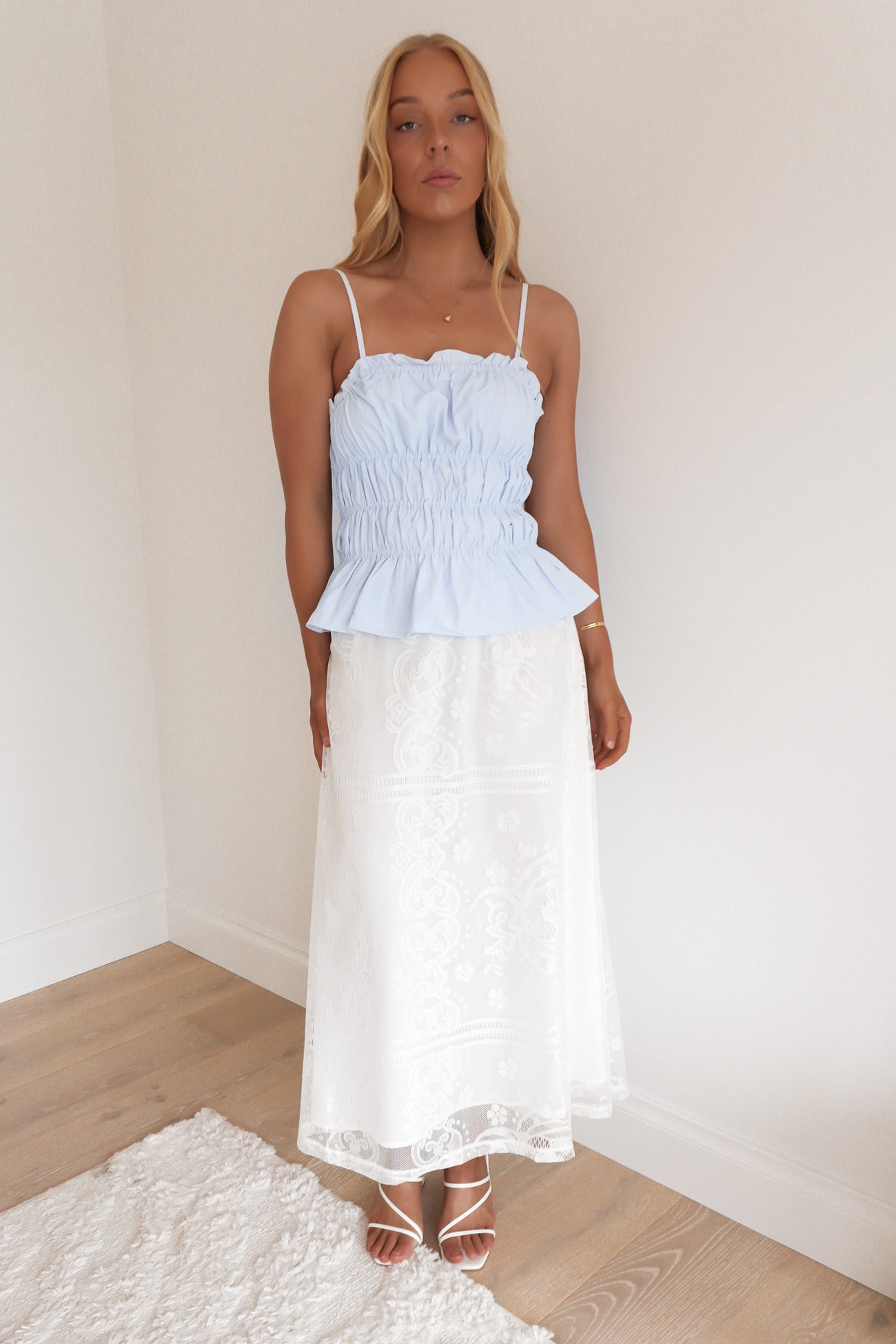 Daynah Lace Maxi Skirt White