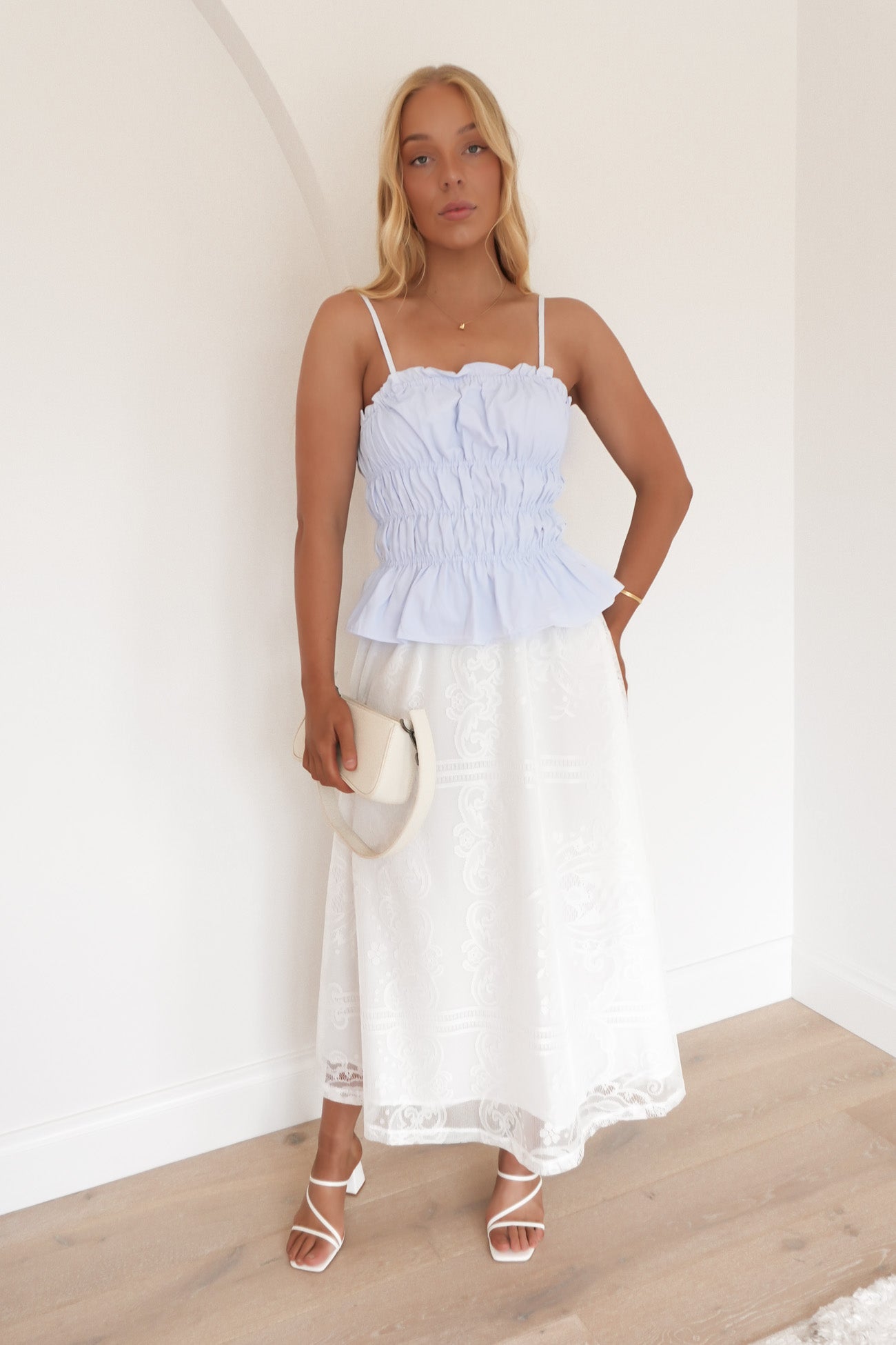 Daynah Lace Maxi Skirt White