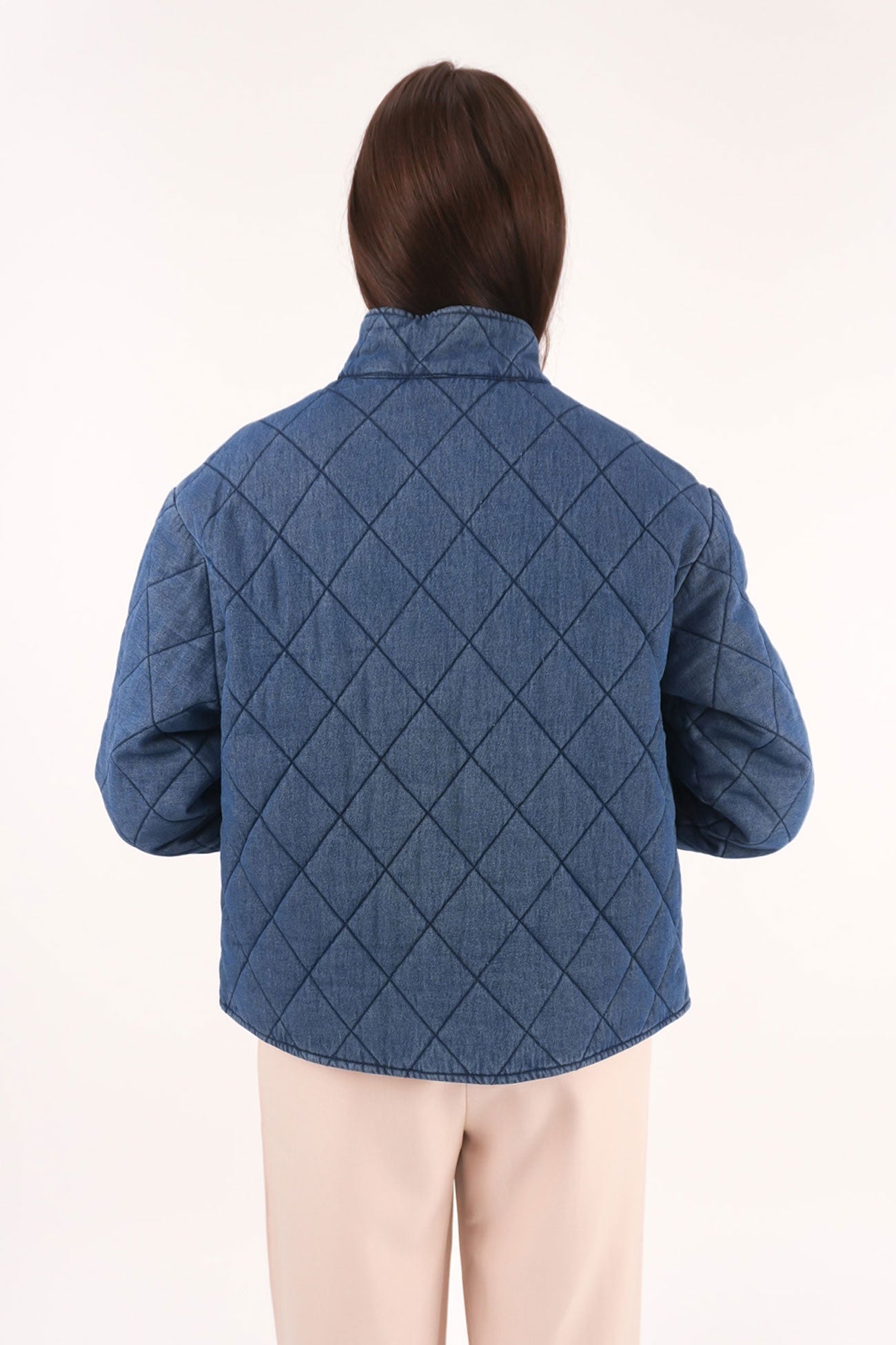 Denim Quilted Bomber Blue Haze