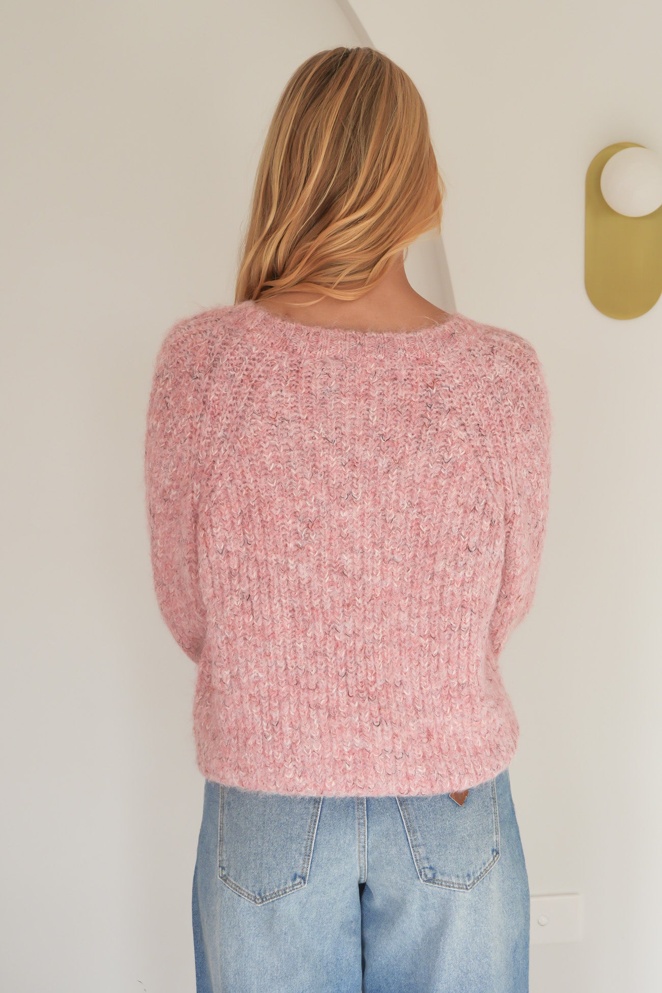 Devon V Neck Jumper Pale Pink