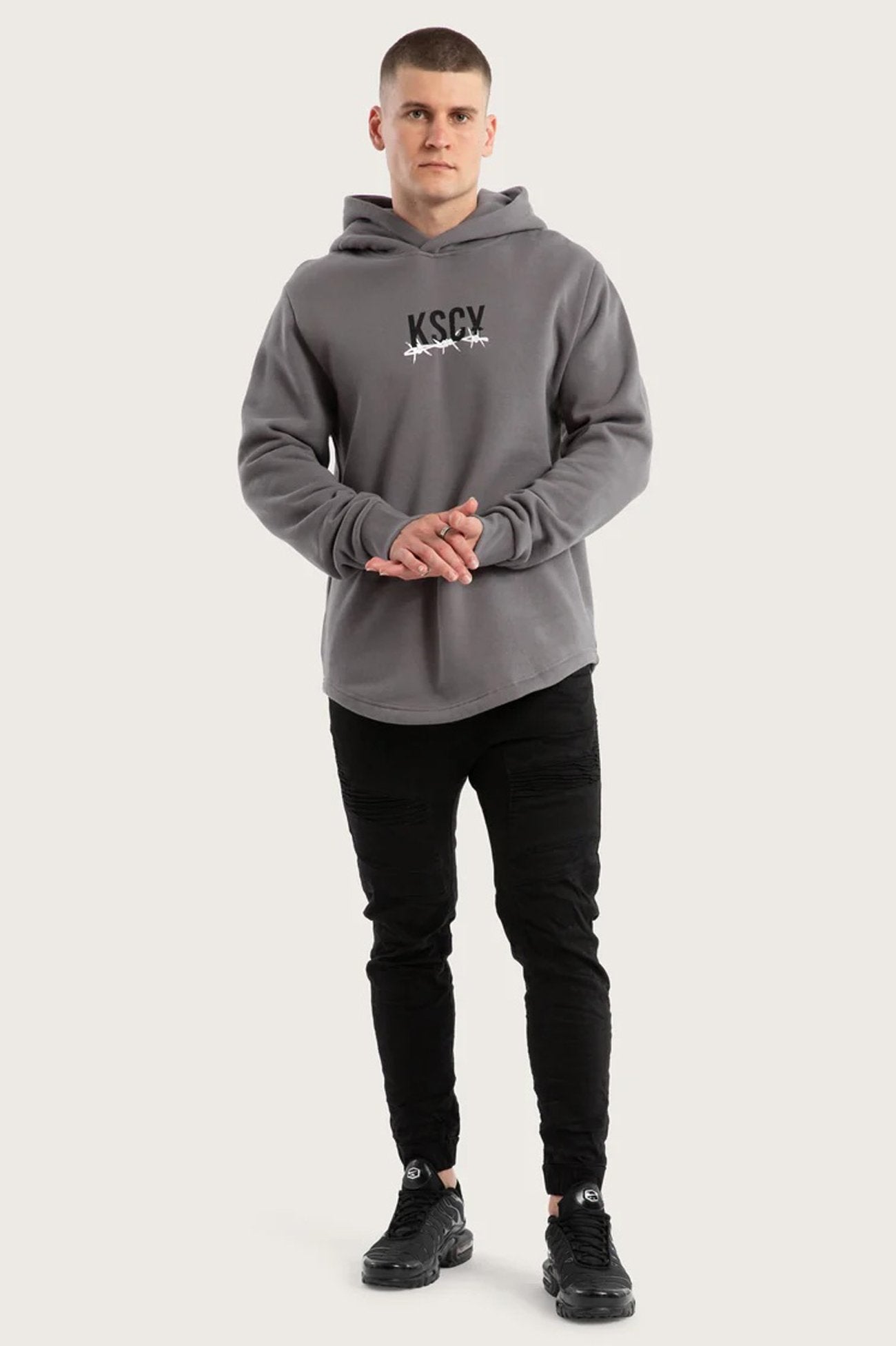 Diluted Dual Curved Hoodie Charcoal