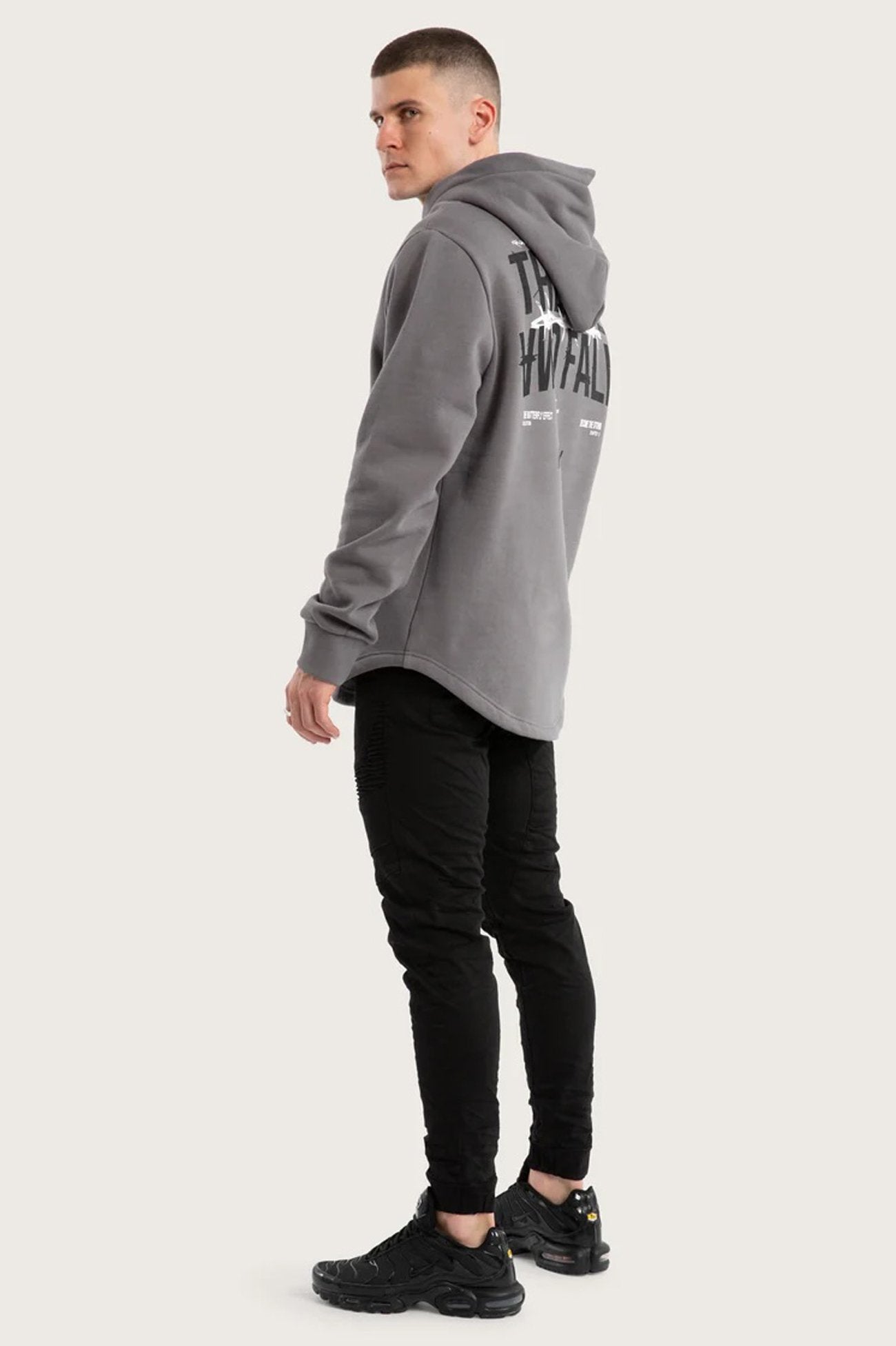 Diluted Dual Curved Hoodie Charcoal