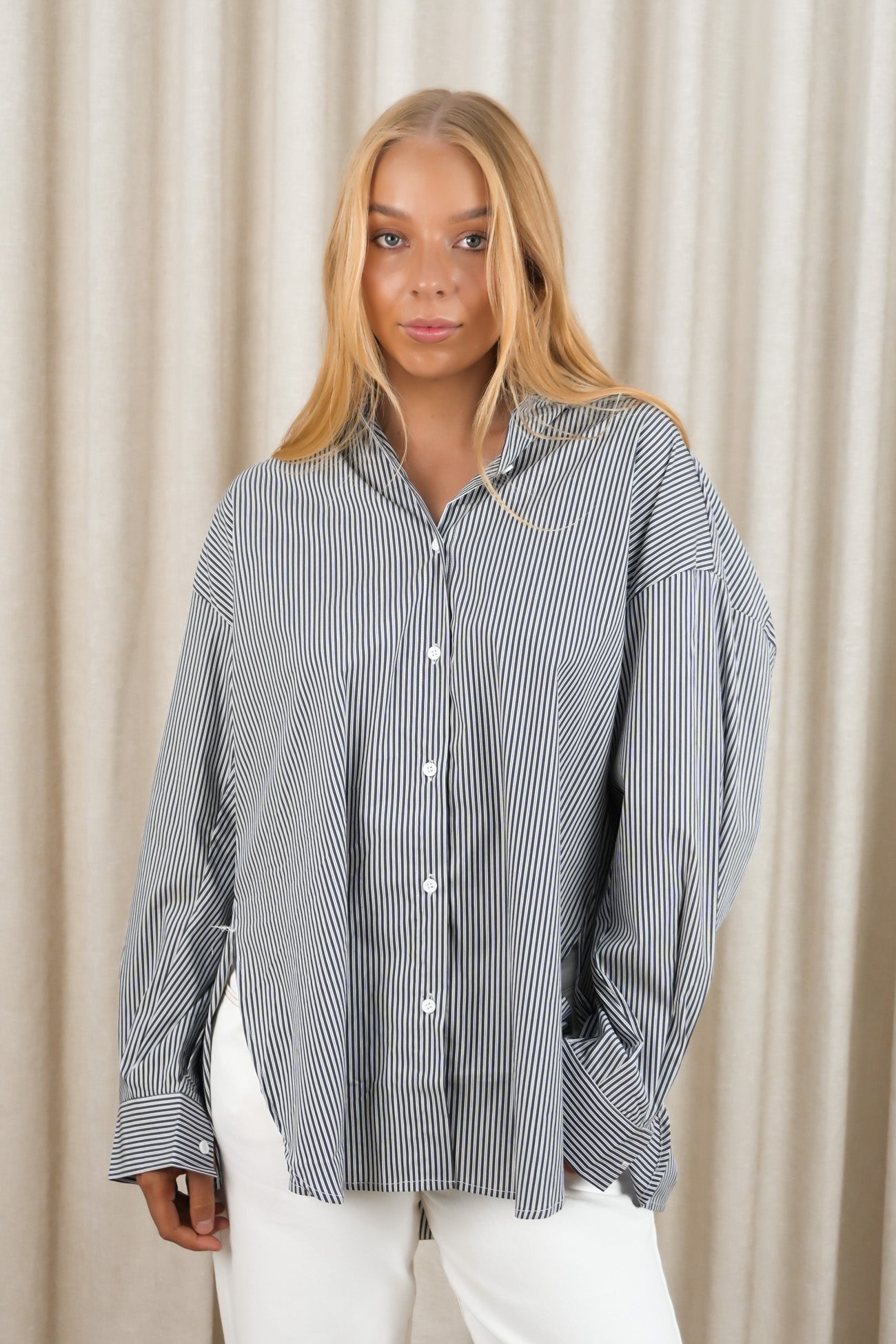Dion Shirt Navy Stripe
