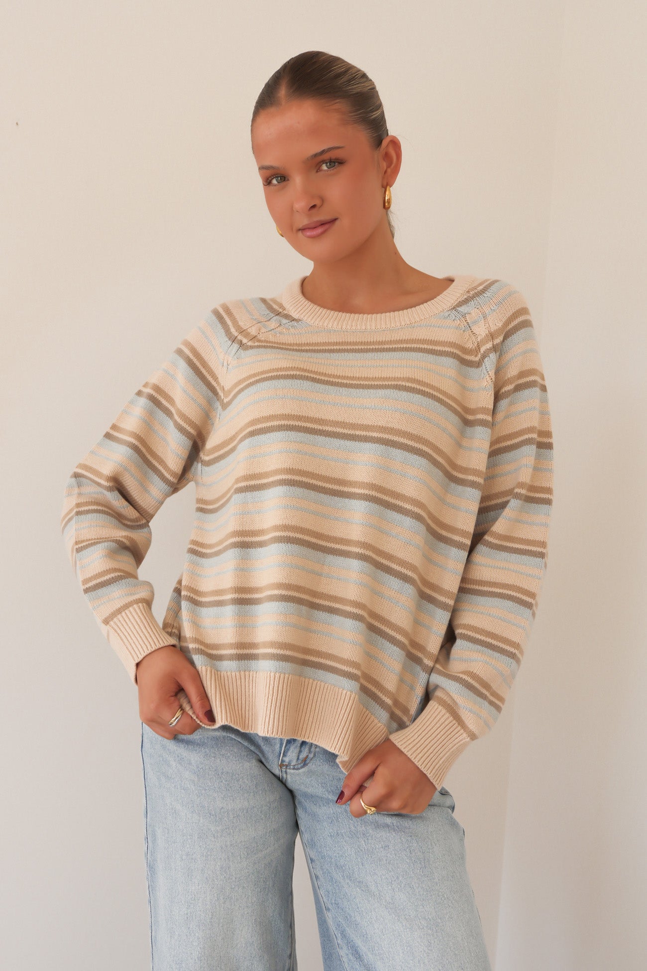 Distant Shores Striped Sweater Baby Blue