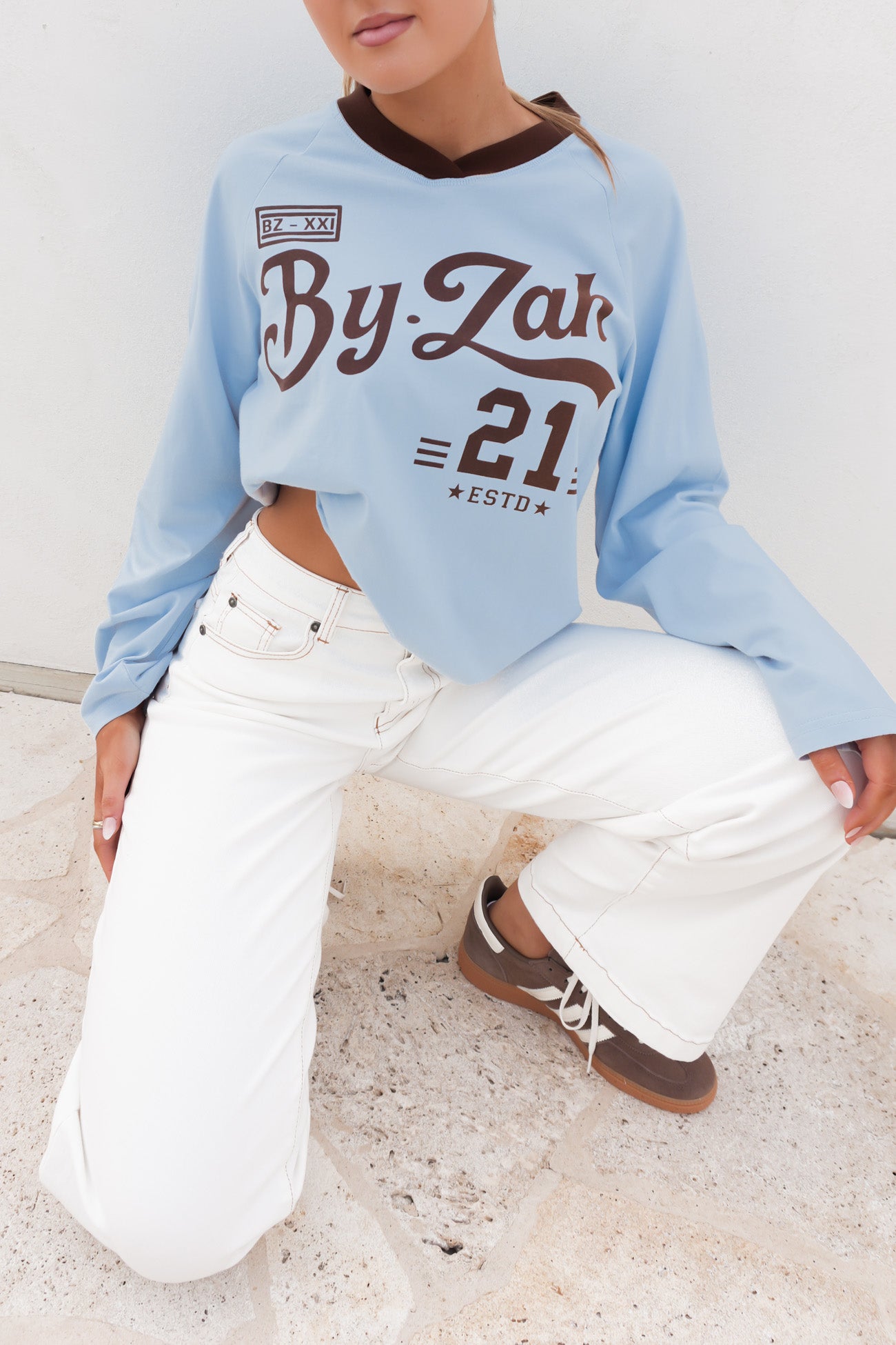 Drew Raglan Top Blue
