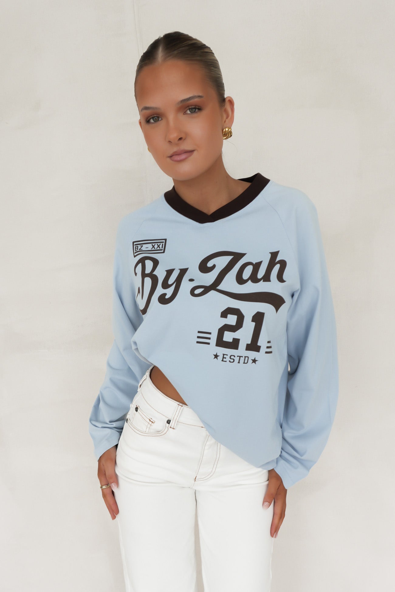 Drew Raglan Top Blue