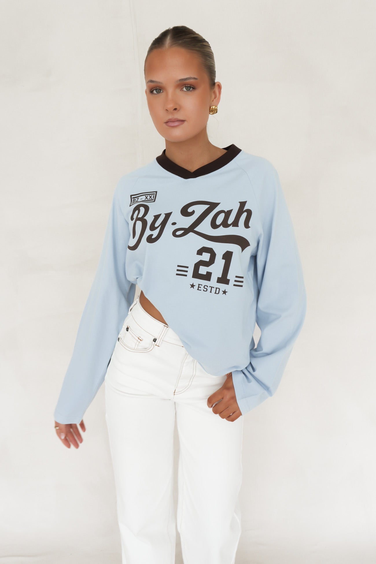 Drew Raglan Top Blue