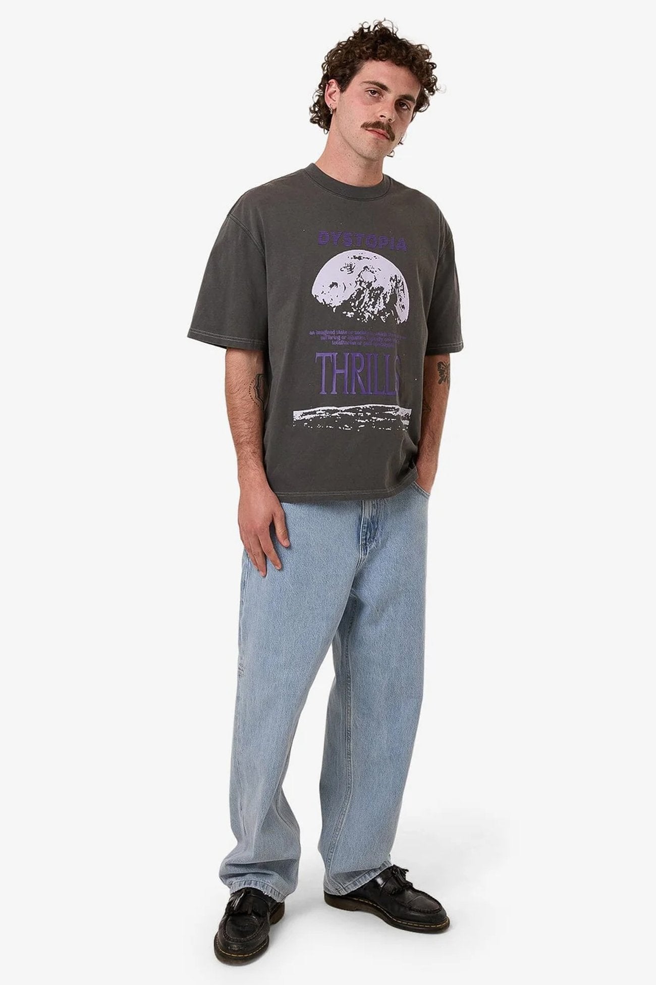 Dystopia Box Fit Oversize Short Tee Merch Black