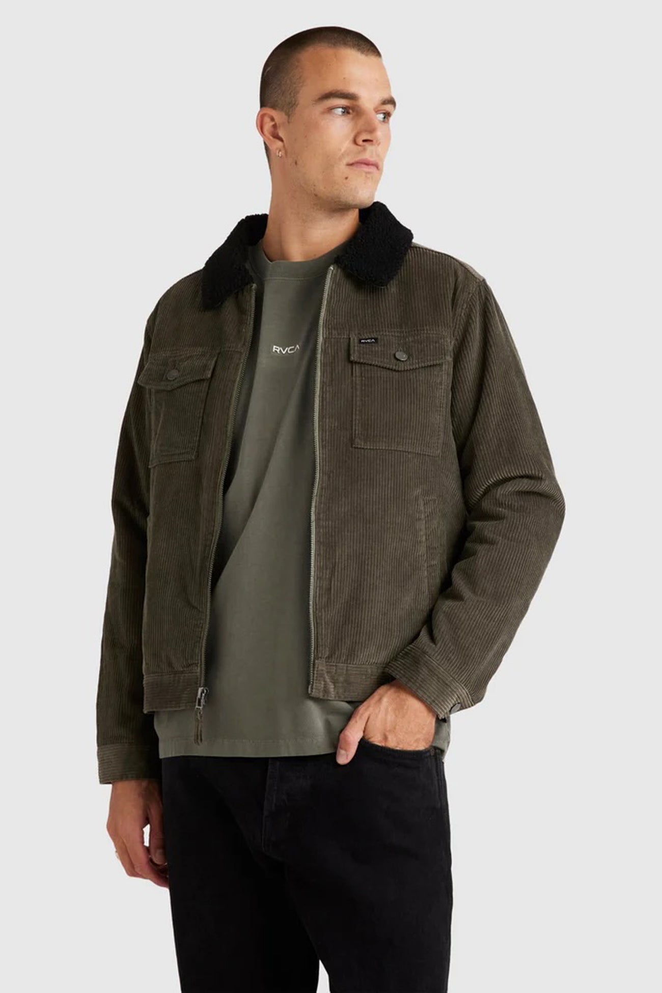 Easy Trucker Sherpa Jacket Olive f