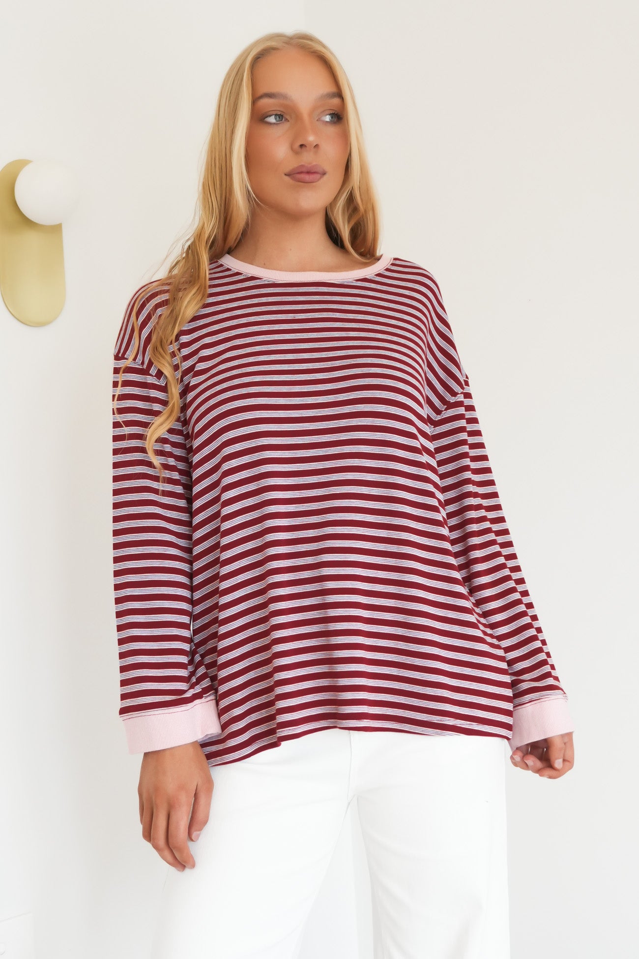 Ebony Long Sleeve Tee Red Stripe