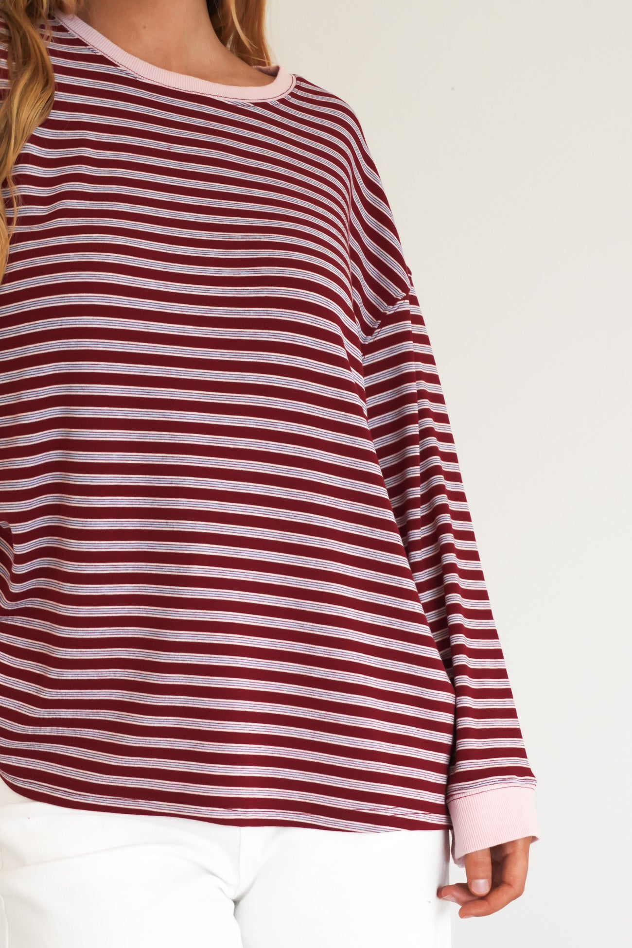 Ebony Long Sleeve Tee Red Stripe