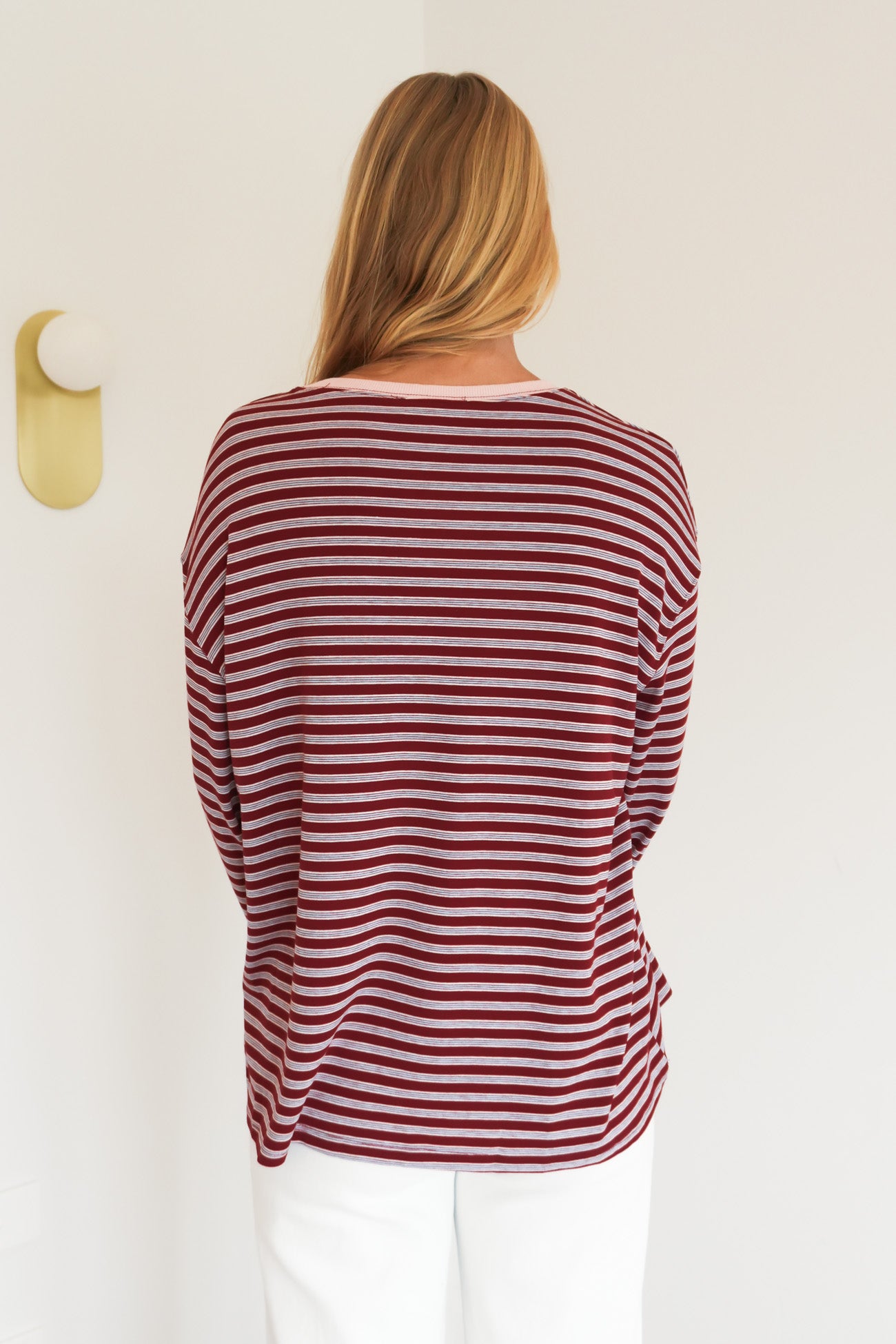 Ebony Long Sleeve Tee Red Stripe