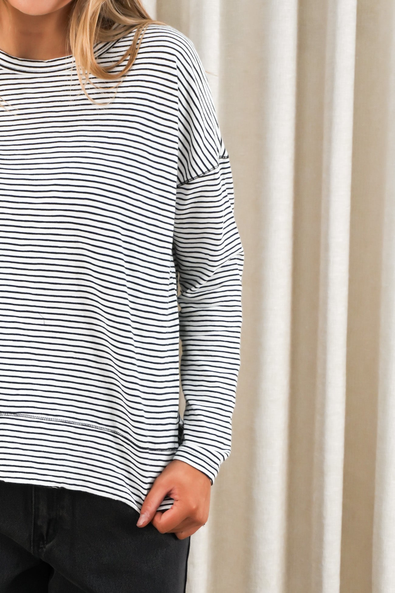 Eddie Stripe Top Black White