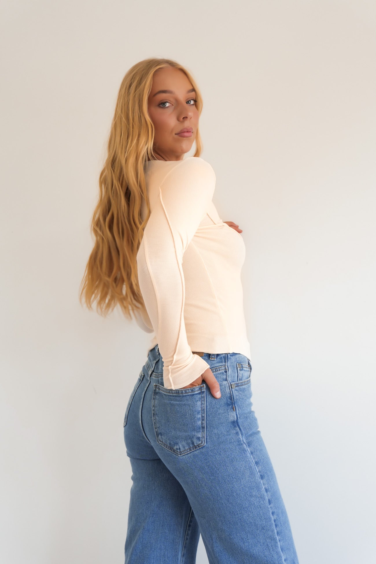 Eleni Long Sleeve Top Ivory