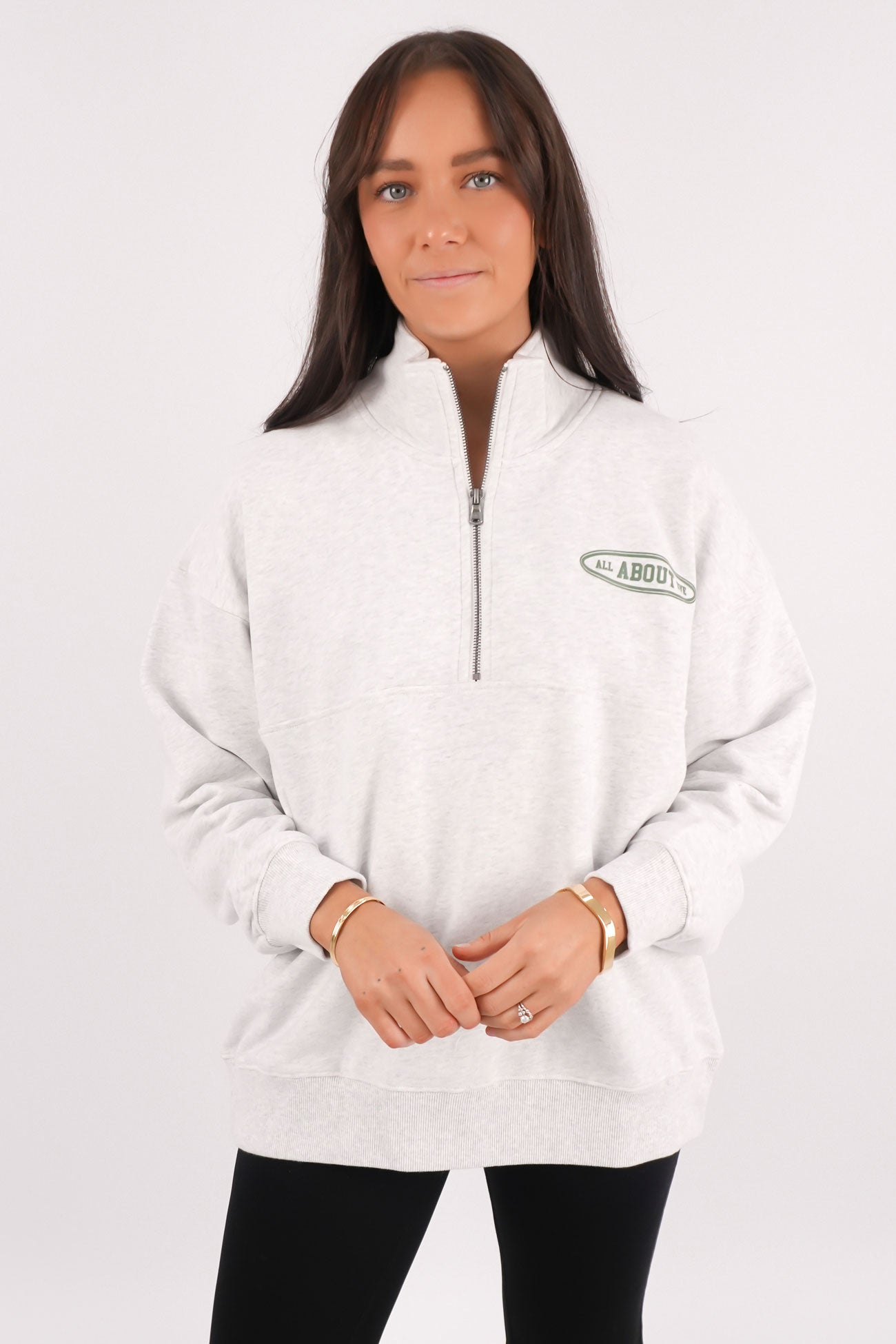 Silent Luxe 1/4 Zip Crew - Snow Marle