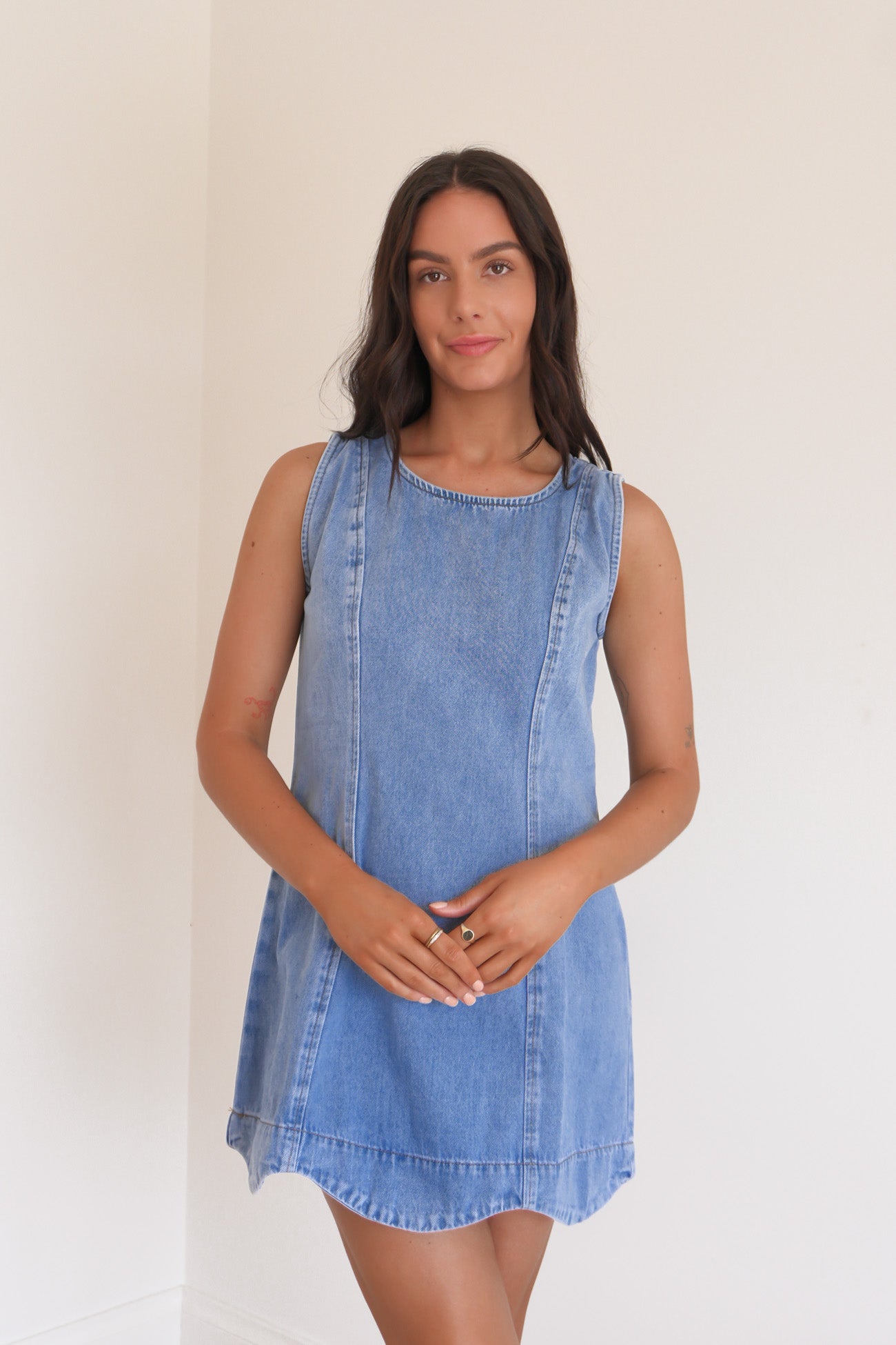 Elexis Denim Mini Dress Blue