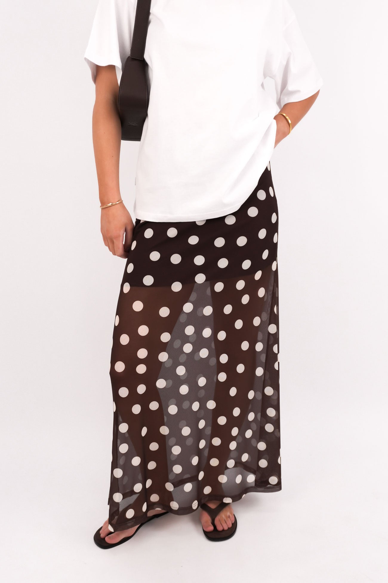 Elsie Maxi Skirt Chocolate Polka Dot