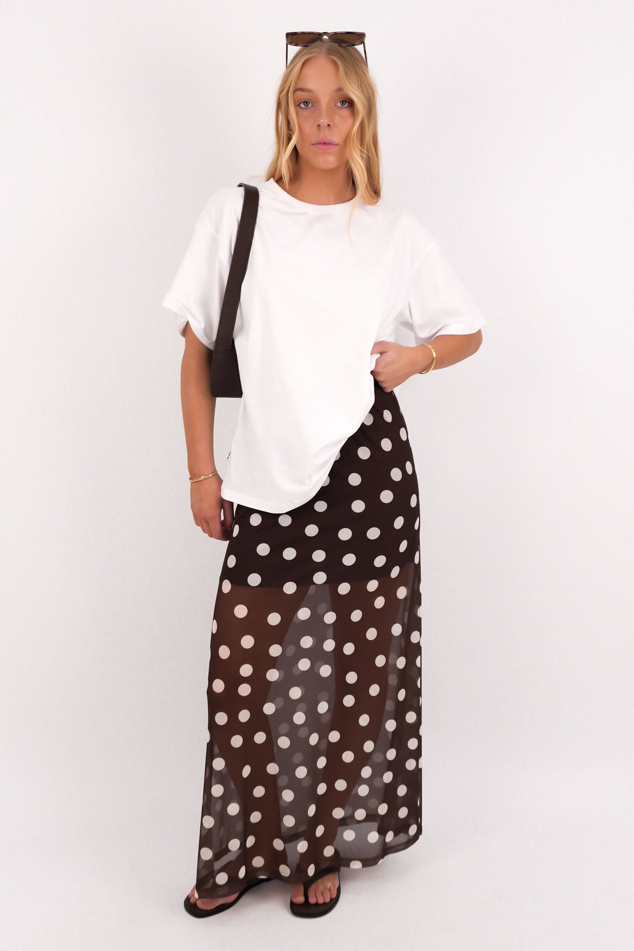 Elsie Maxi Skirt Chocolate Polka Dot